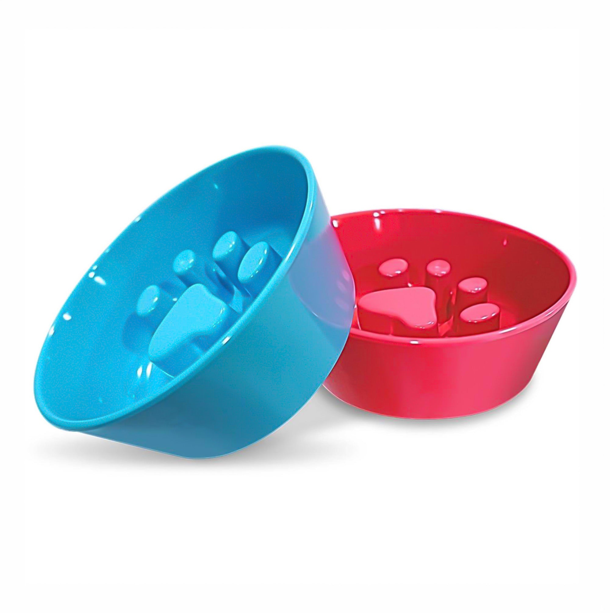 Paw Puzzle Slow Feeder Bowls, No-Skid Base - 24oz