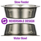 Reversible Slow Feeder Stainless Steel Dog Bowl - 6oz & 16oz