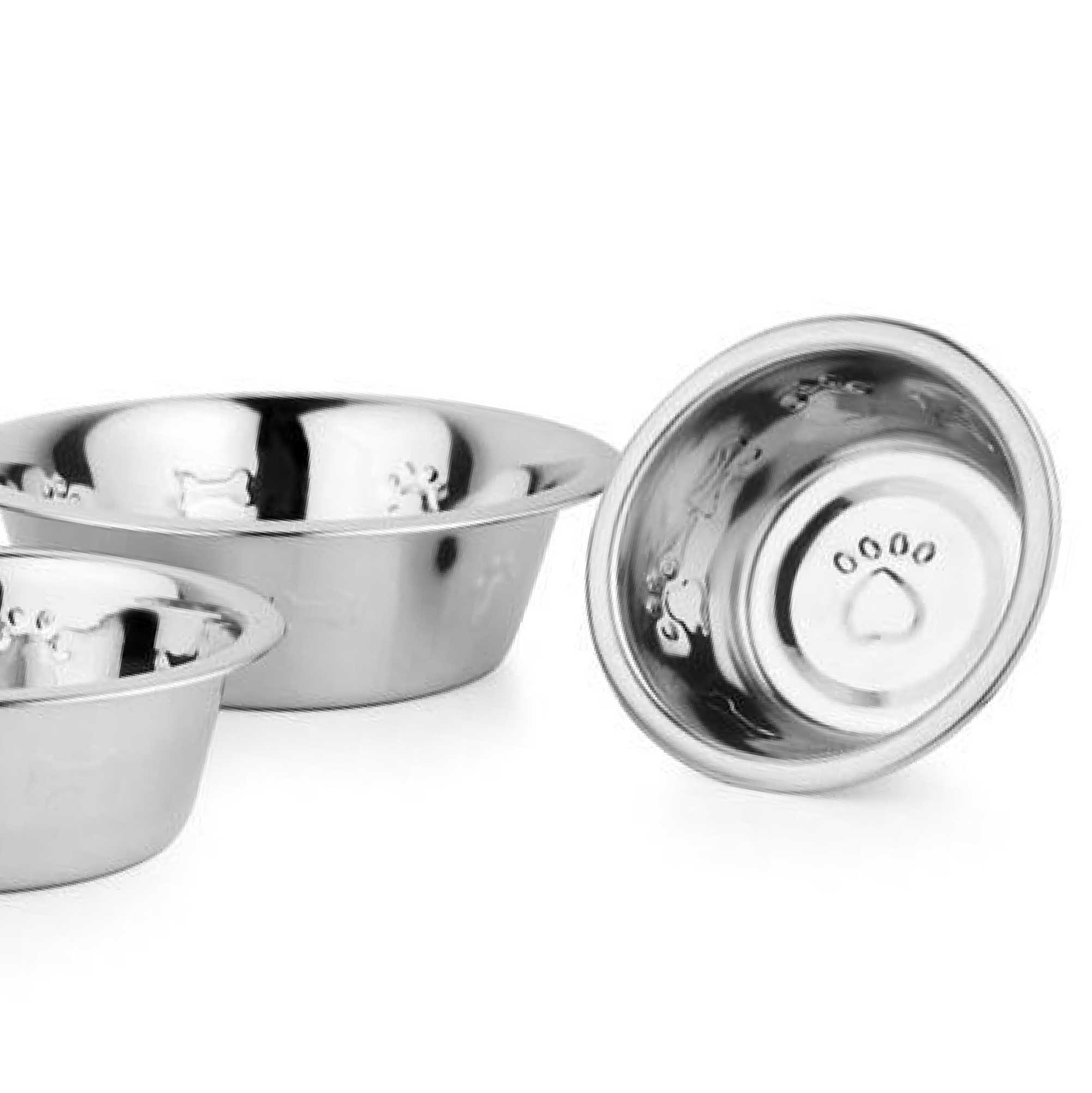 Stainless Steel Dog Bowls, Embossed with Paw & Bone - 8oz to 48oz