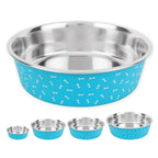 Deco-Blue Stainless Steel Bowl, No-Skid Base - 16oz to 64oz