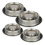 Stainless Steel Center Slow Feeder Bowls, No-Skid Base - 16oz & 32oz