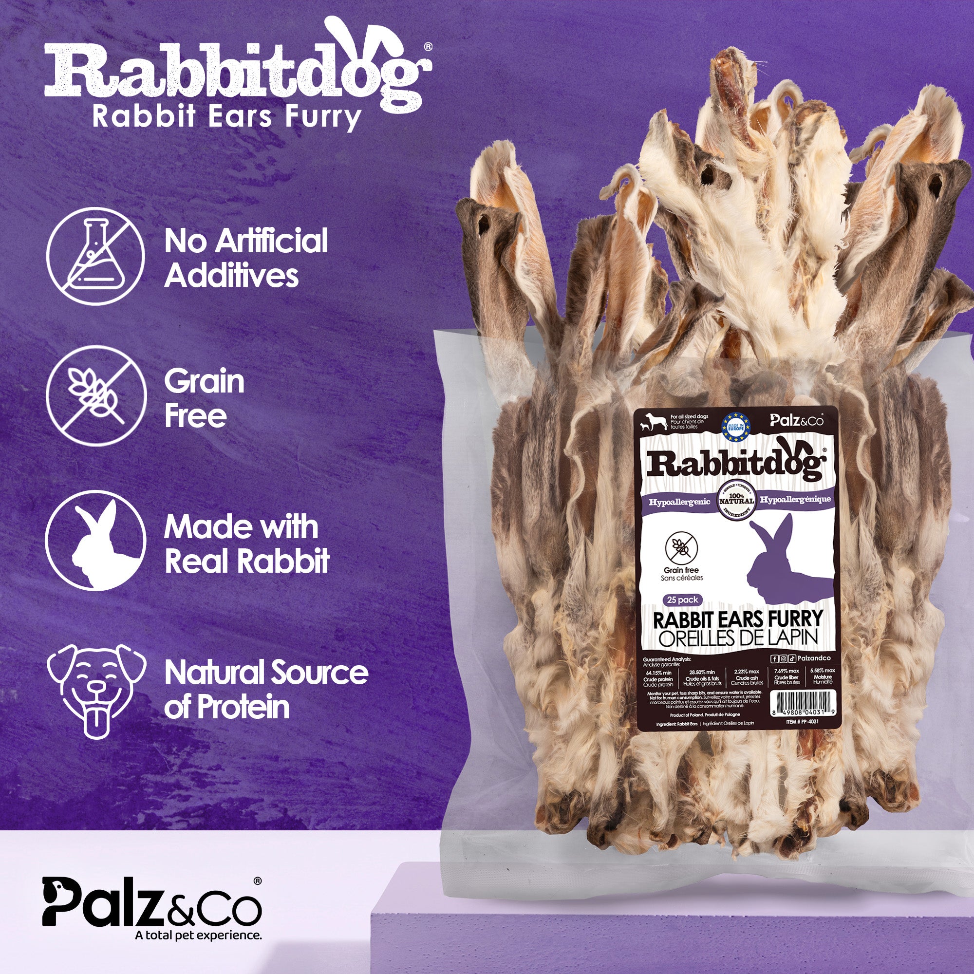 Rabbitdog Rabbit Ears (With Fur) - Pack of 10, 15, & 25