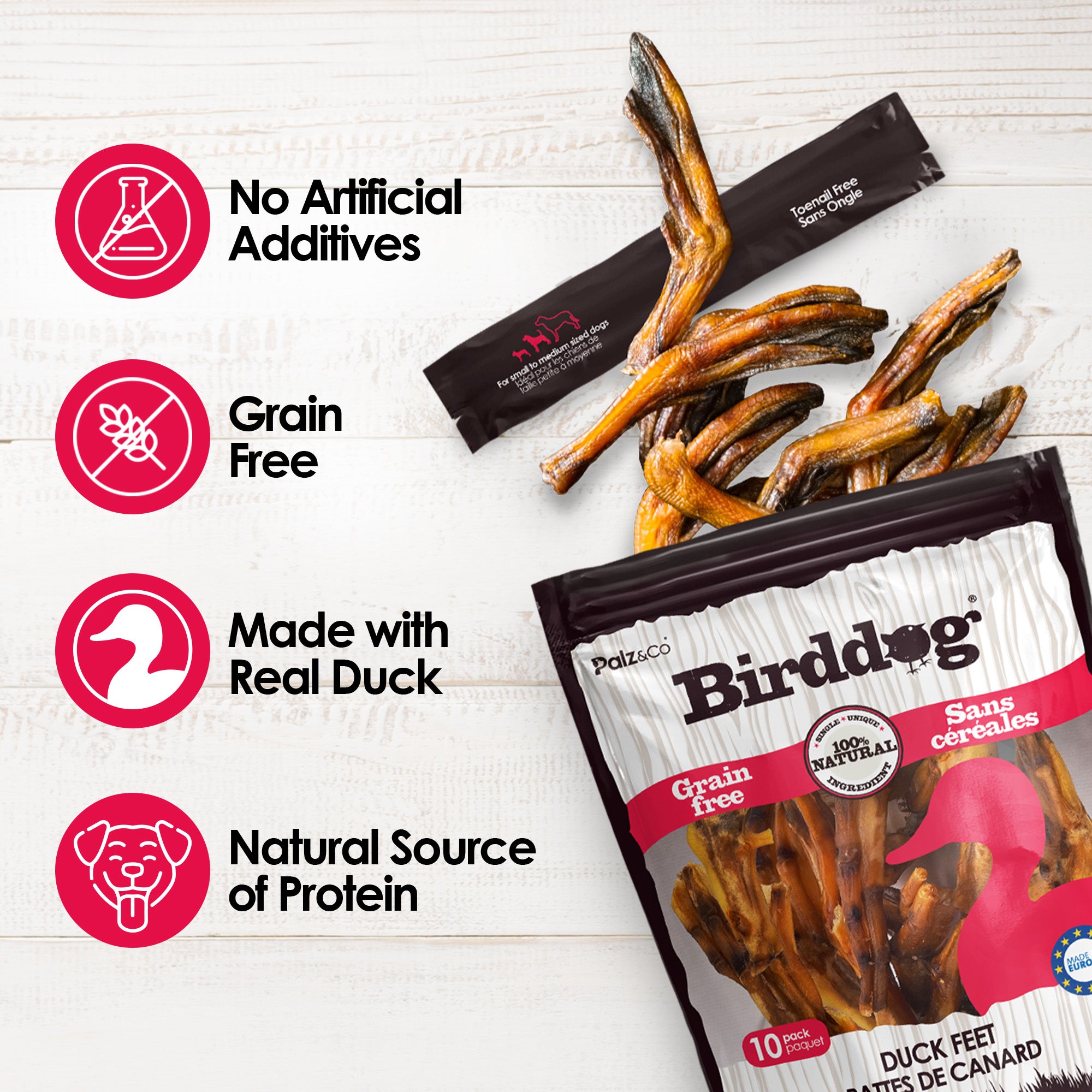 Birddog Duck Feet Chews (No Nails) - Pack of 10 & 35