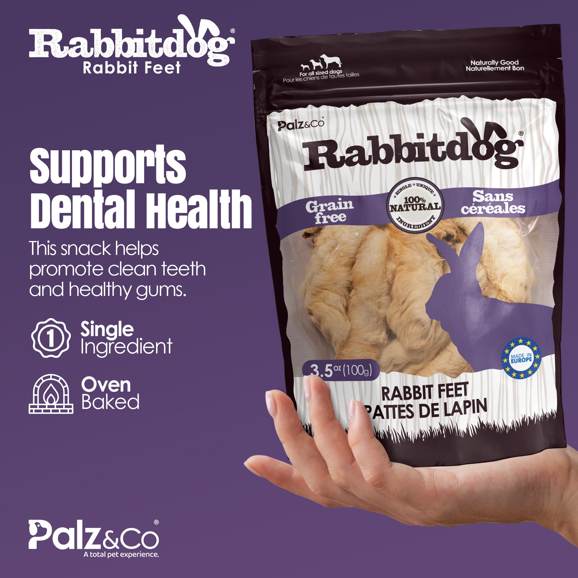 Rabbitdog Rabbit Feet (With Fur) - 3.5 oz (100g)