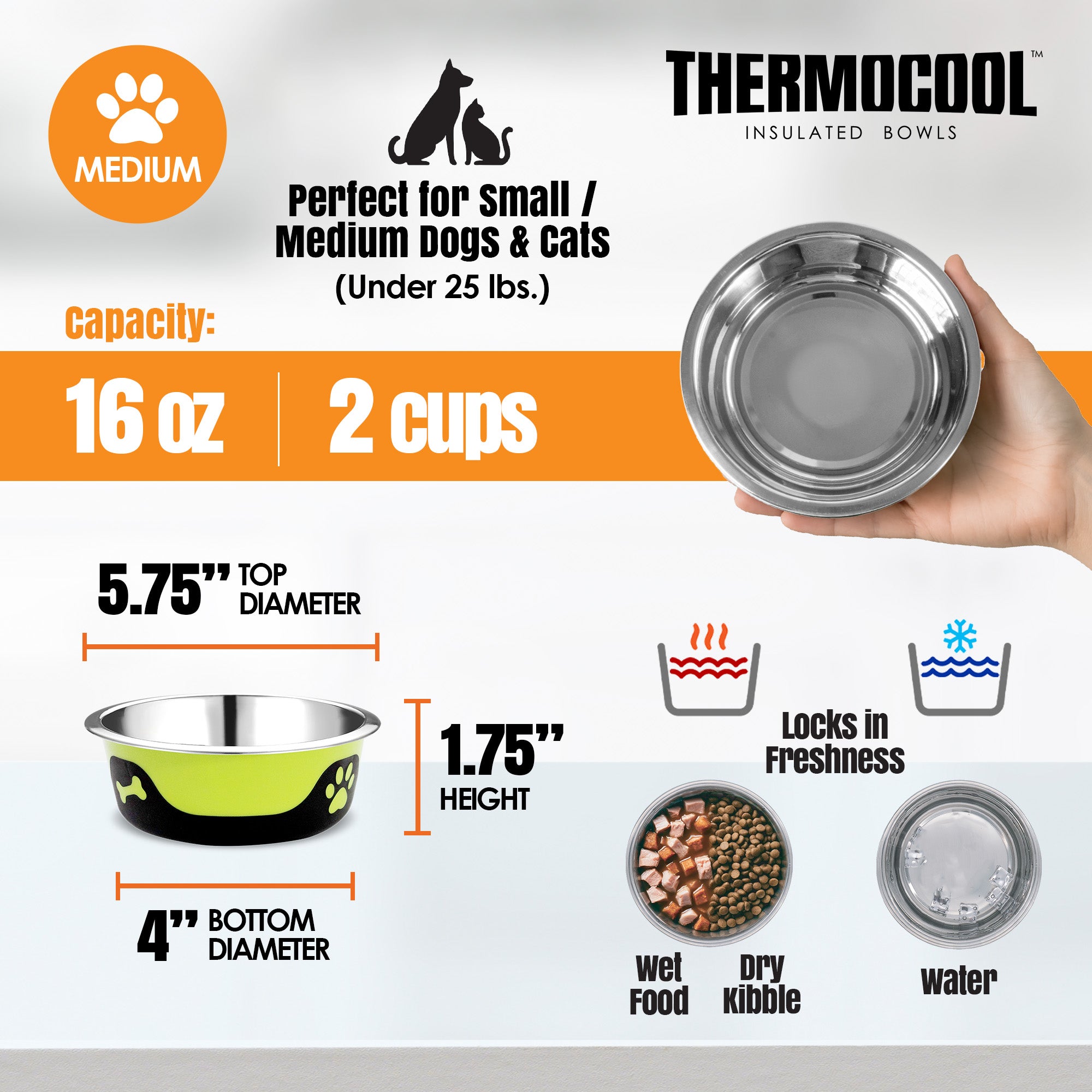 Thermocool Insulated Pet Bowls, No-Skid Base