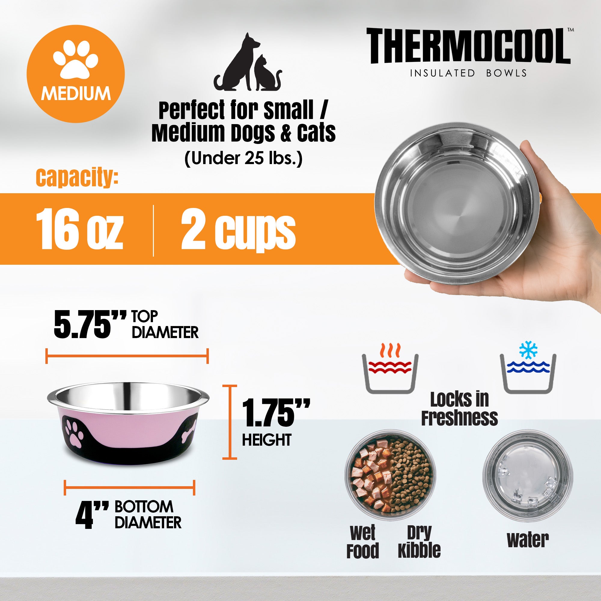 Thermocool Insulated Pet Bowls, No-Skid Base