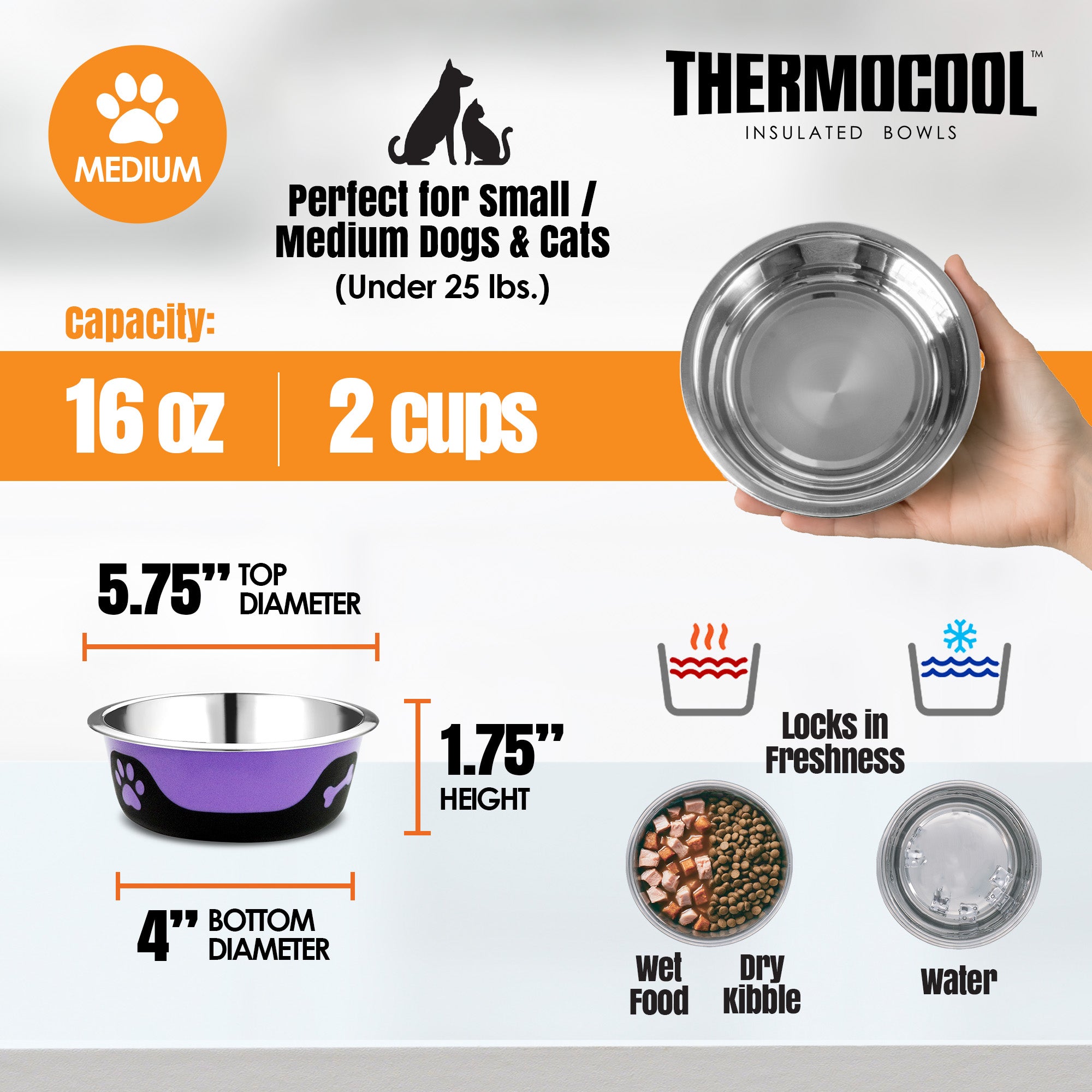 Thermocool Insulated Pet Bowls, No-Skid Base