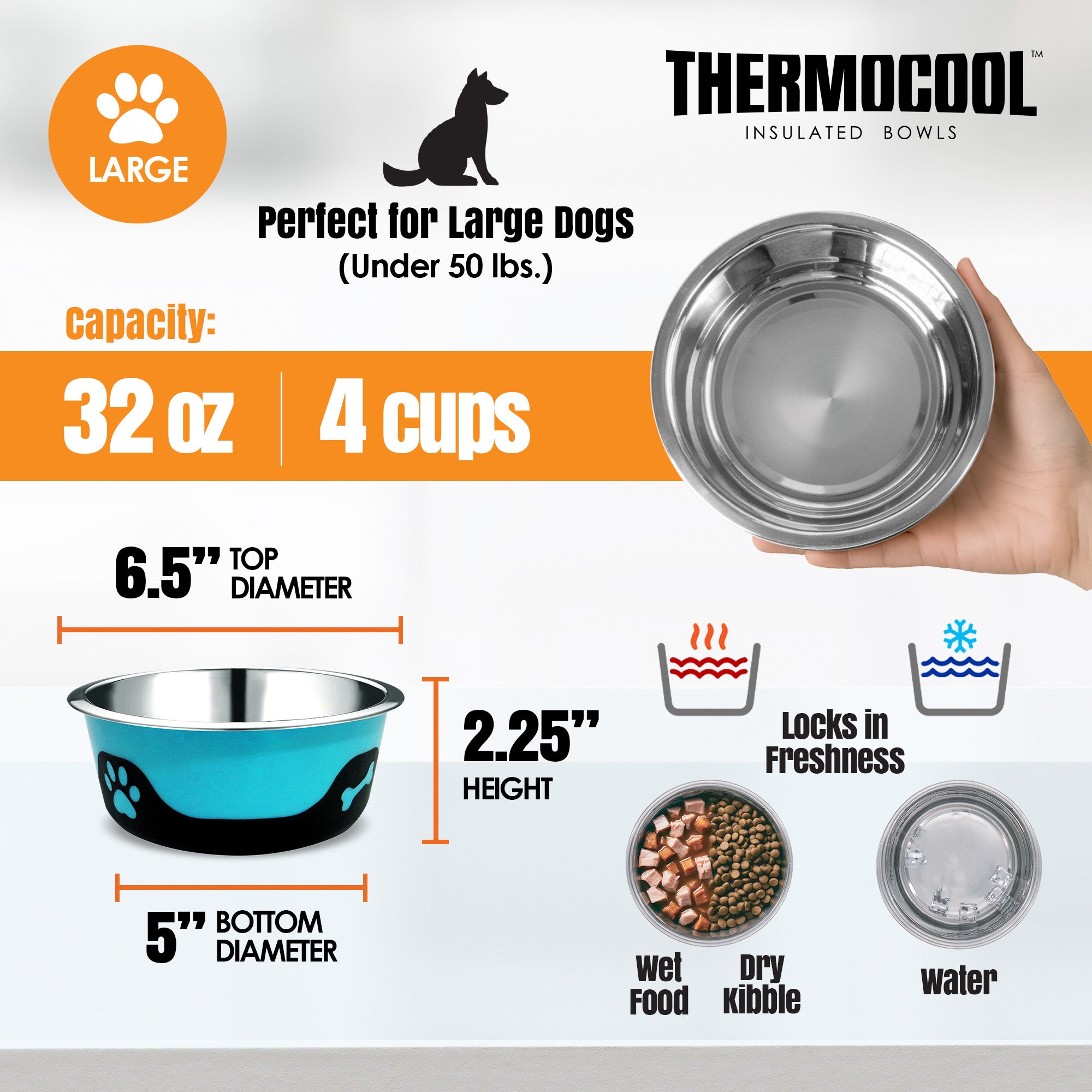 Thermocool Insulated Pet Bowls, No-Skid Base