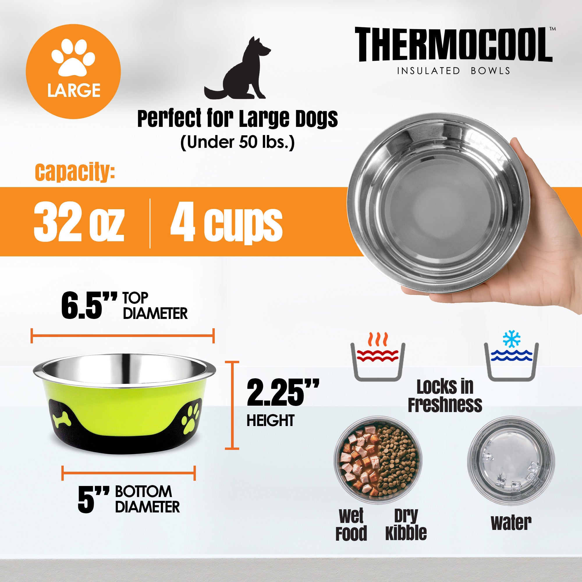 Thermocool Insulated Pet Bowls, No-Skid Base