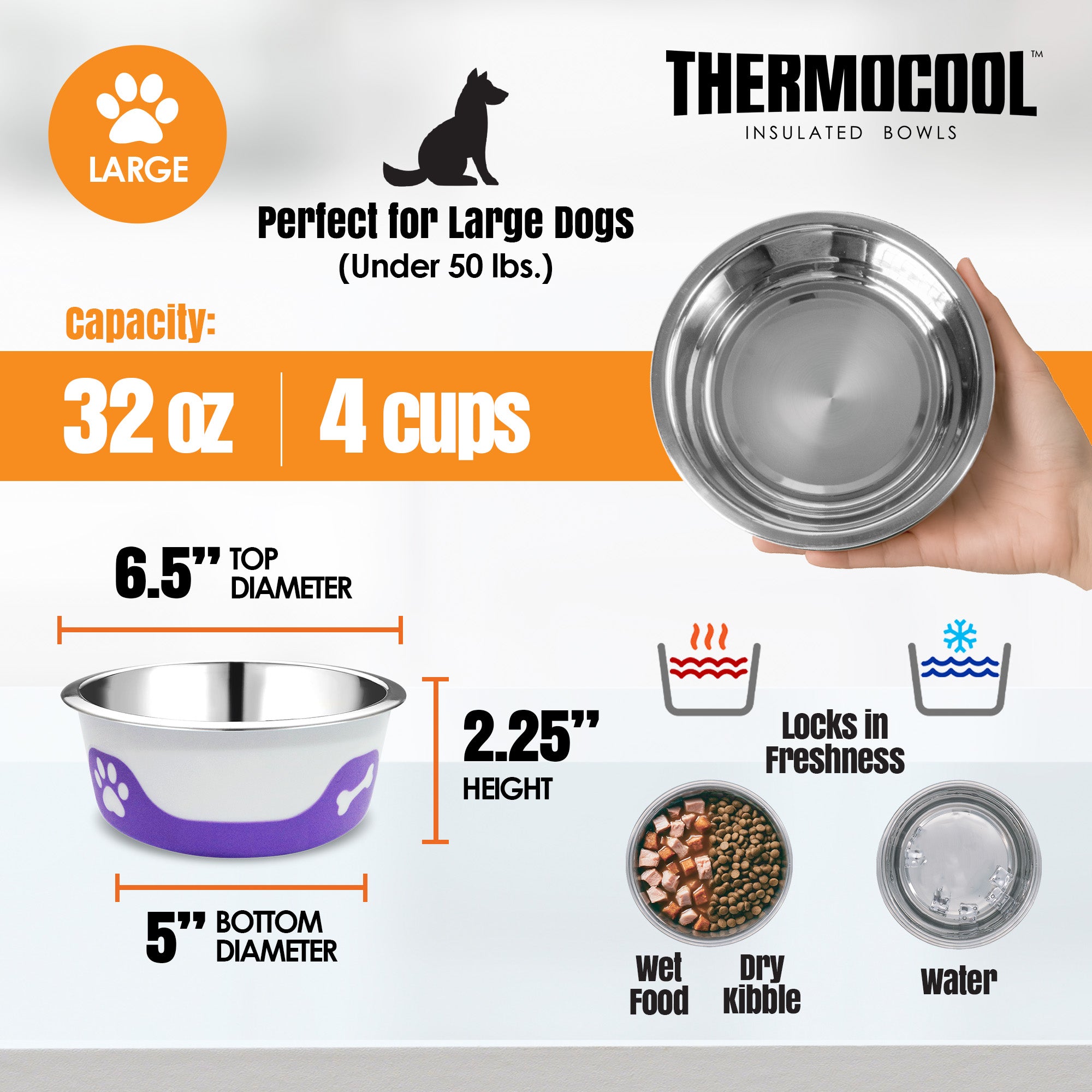 Thermocool Insulated Pet Bowls, No-Skid Base