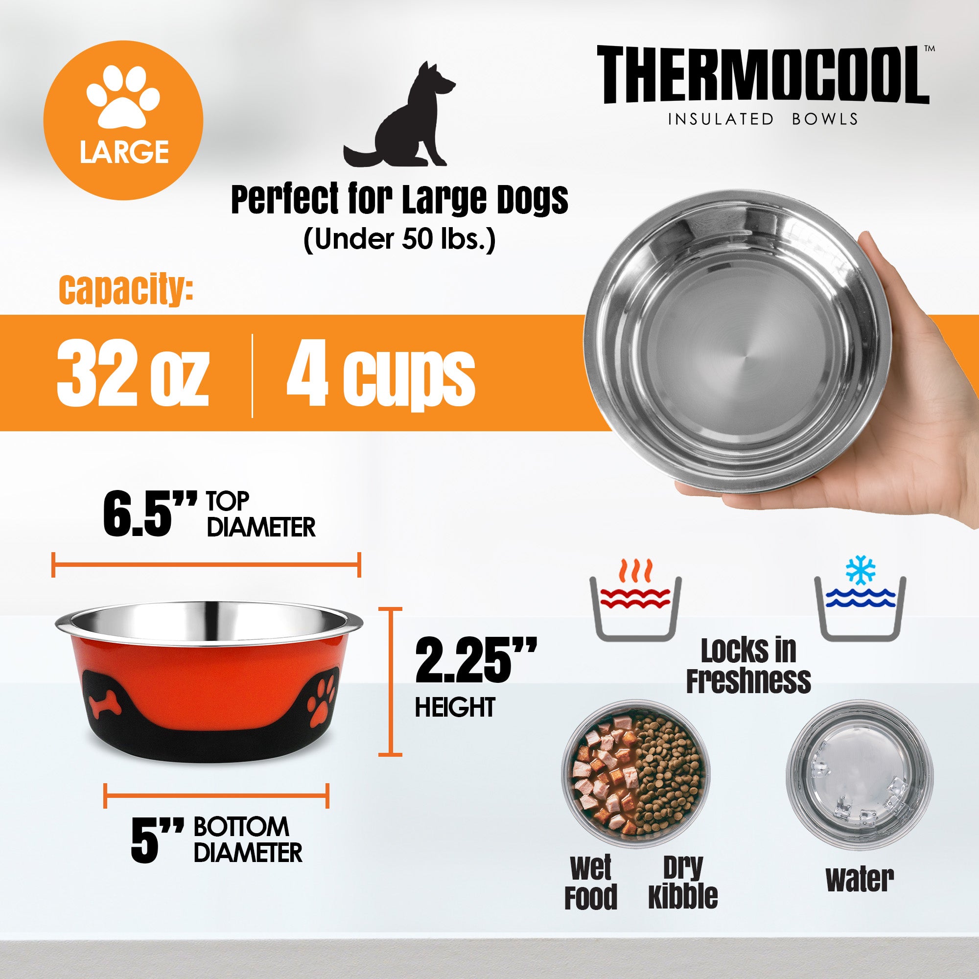 Thermocool Insulated Pet Bowls, No-Skid Base