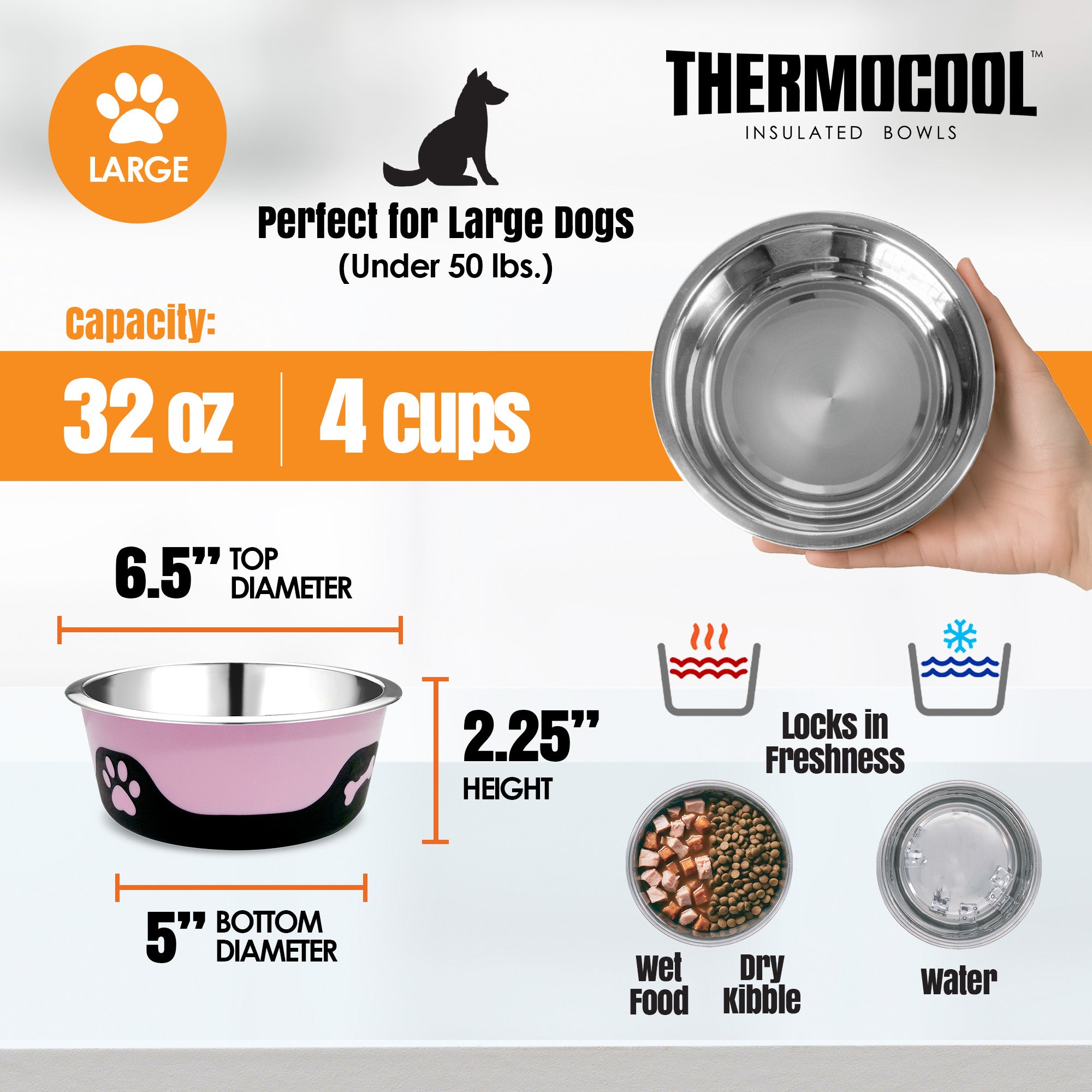 Thermocool Insulated Pet Bowls, No-Skid Base