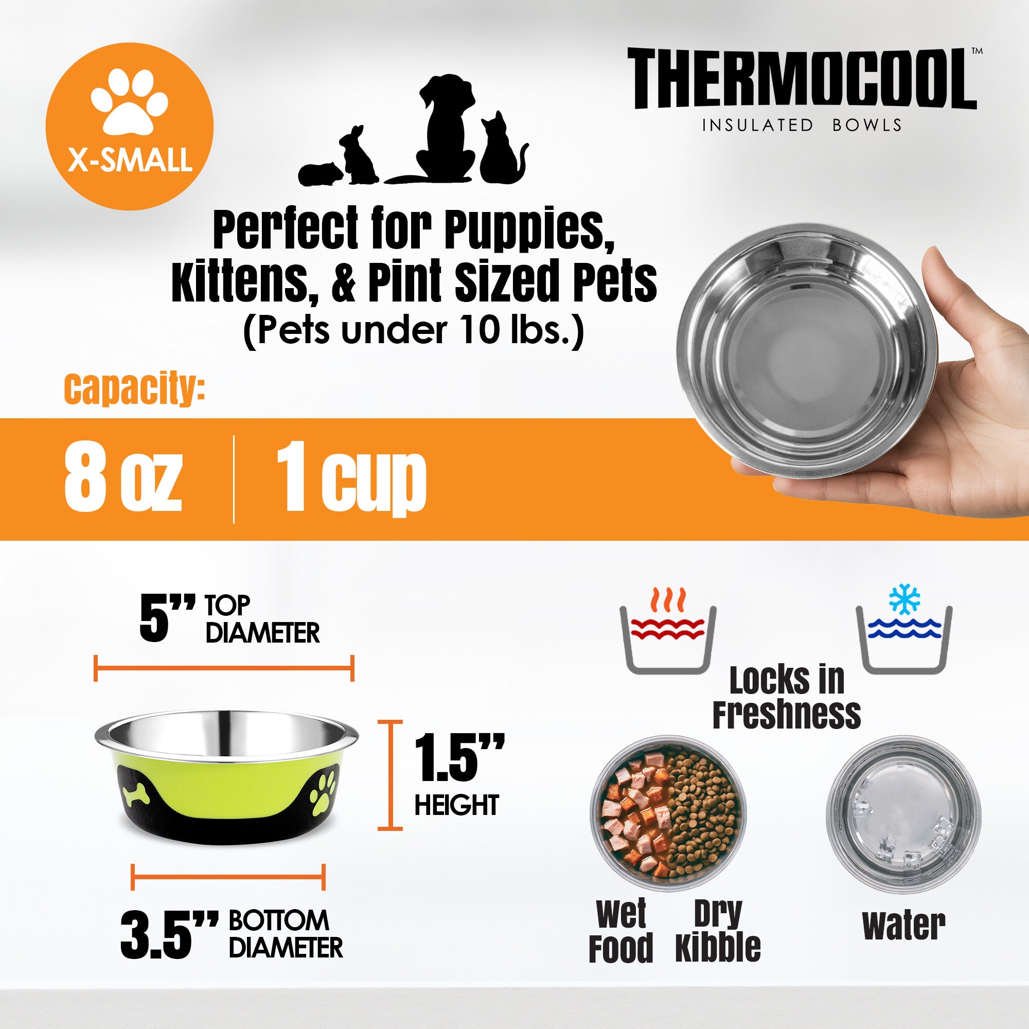 Thermocool Insulated Pet Bowls, No-Skid Base