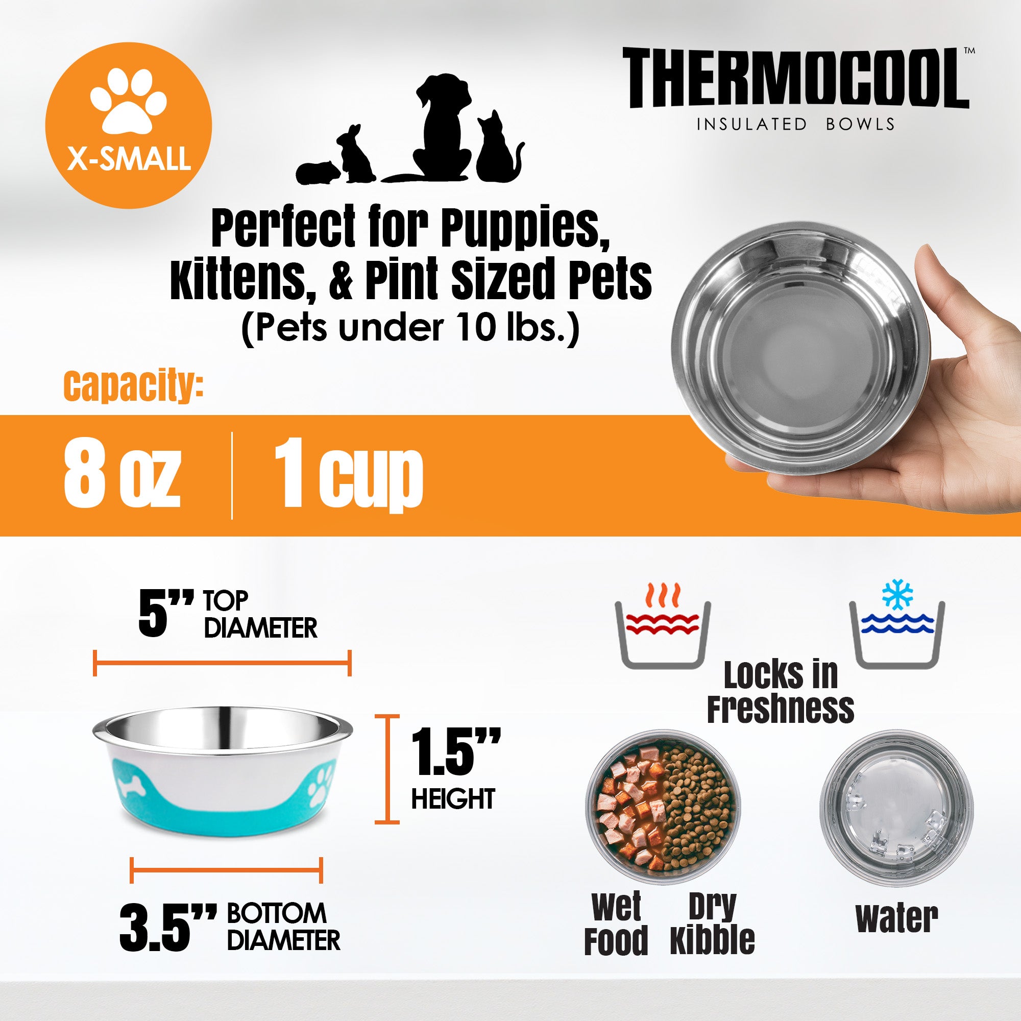 Thermocool Insulated Pet Bowls, No-Skid Base