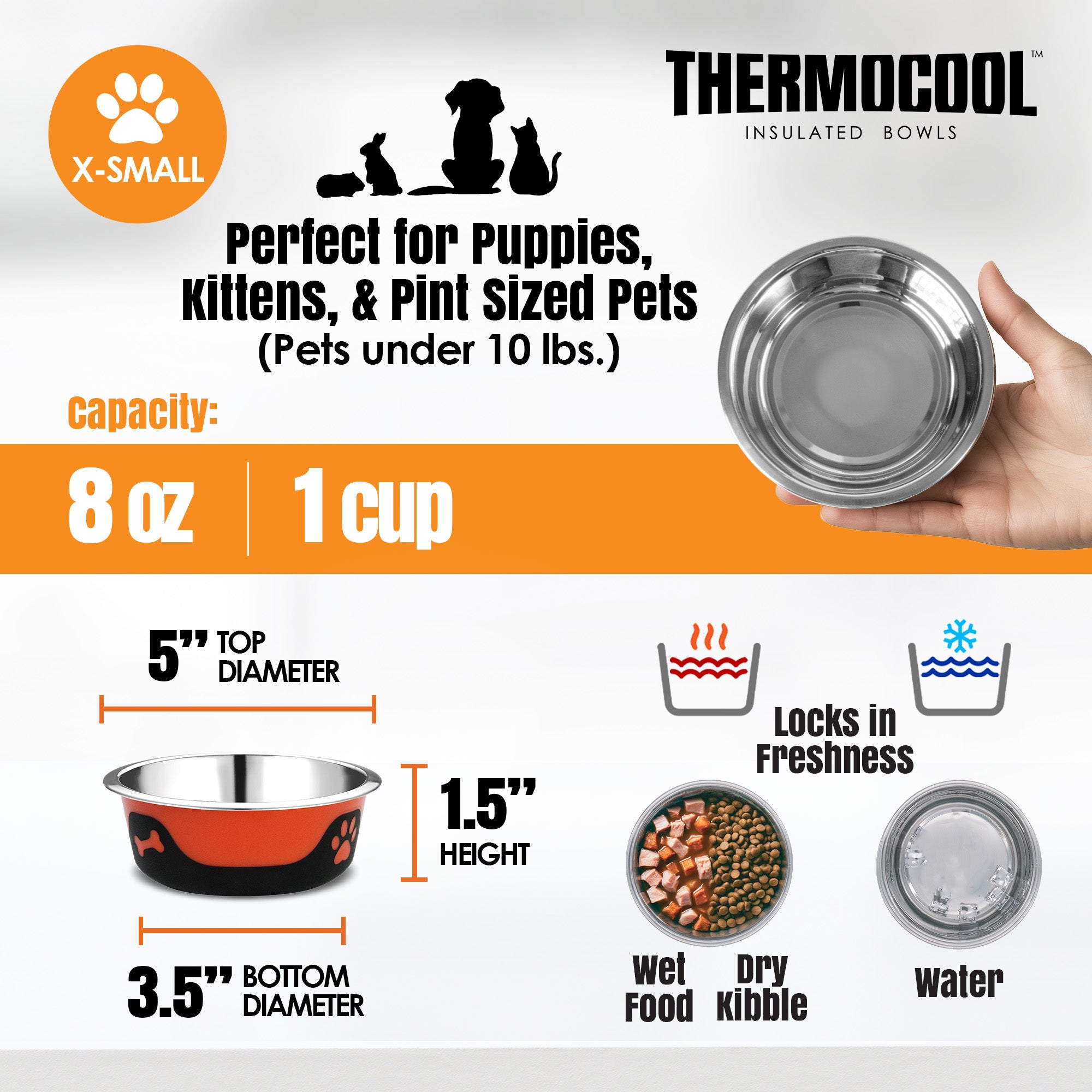 Thermocool Insulated Pet Bowls, No-Skid Base