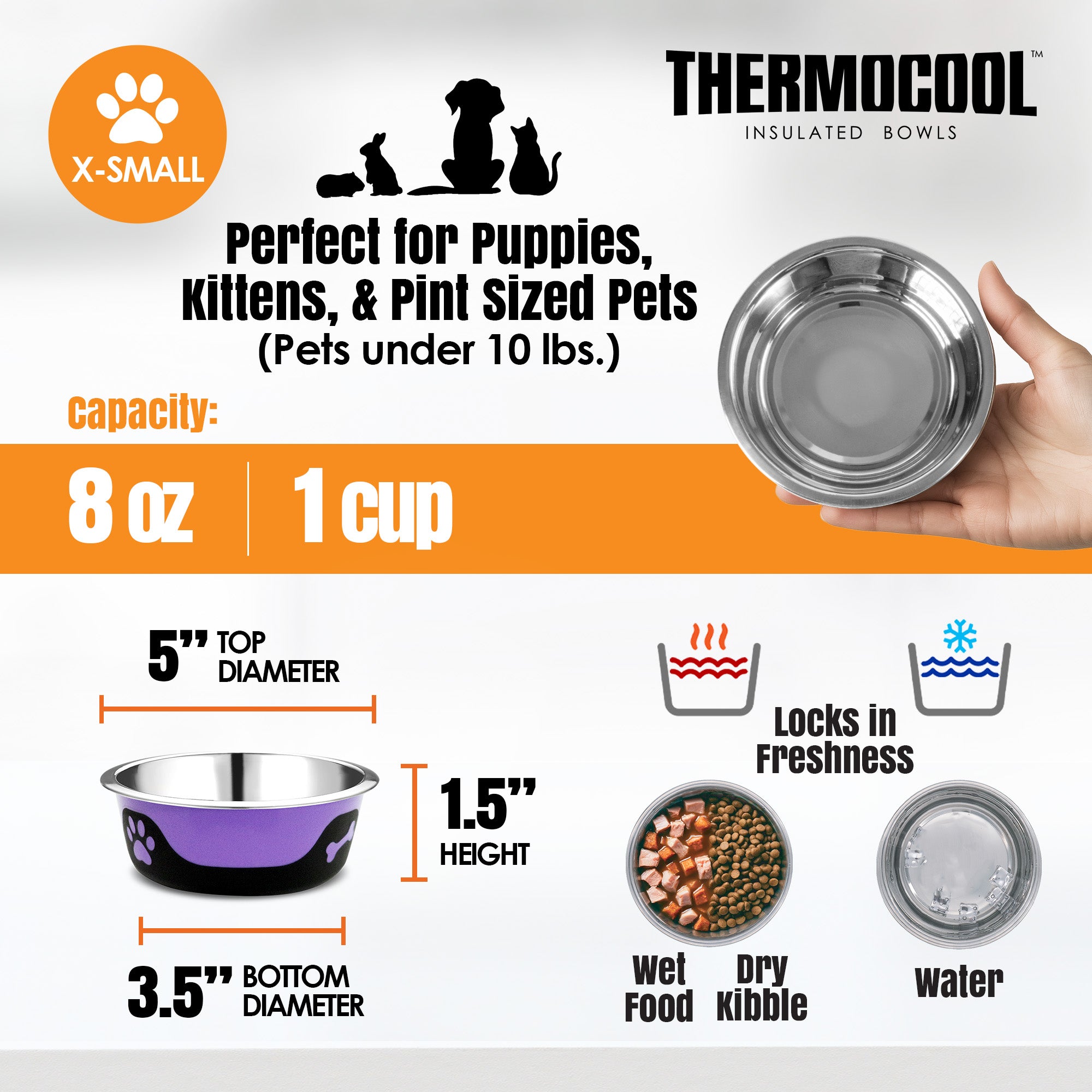 Thermocool Insulated Pet Bowls, No-Skid Base