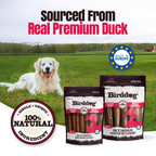 Birddog Duck Sausage Dog Treats - Pack of 8 & 20