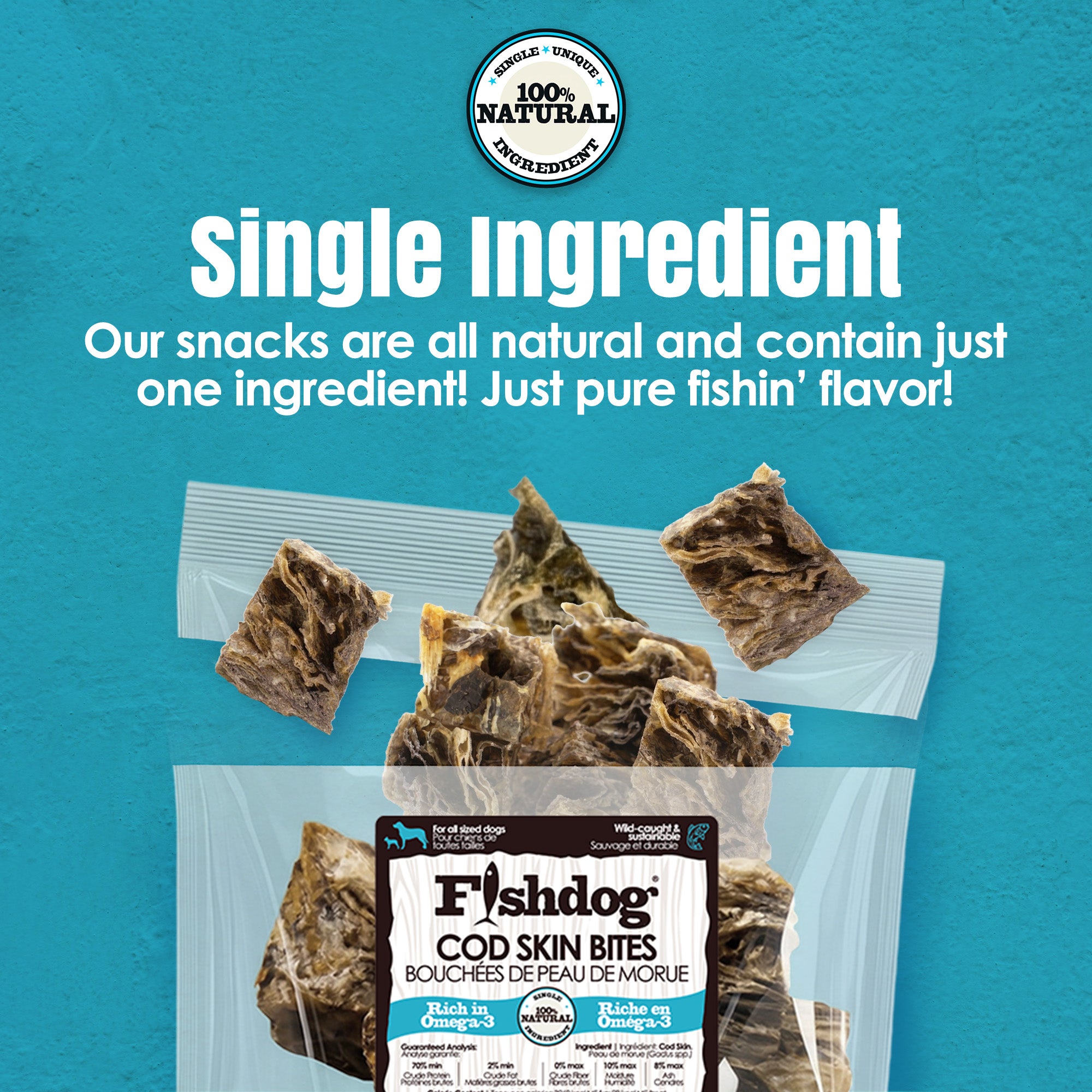 Fishskin Dog Cod Bites Cubes - 2.5 oz