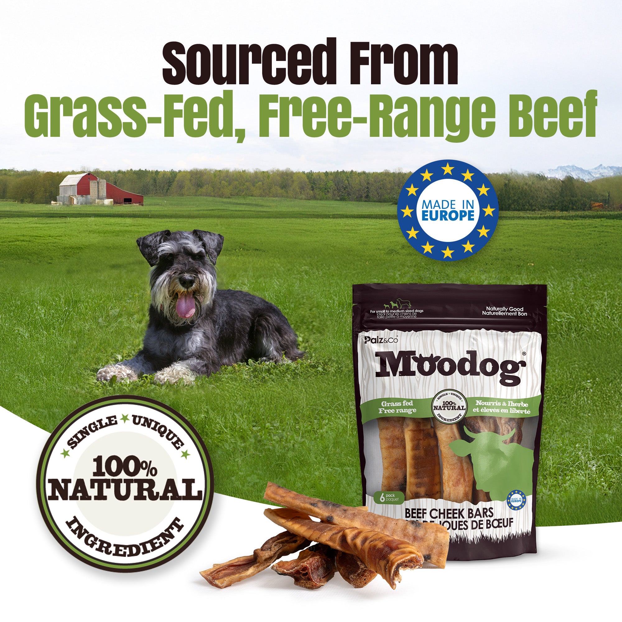 Moodog Beef Cheek Bars - Pack of 6