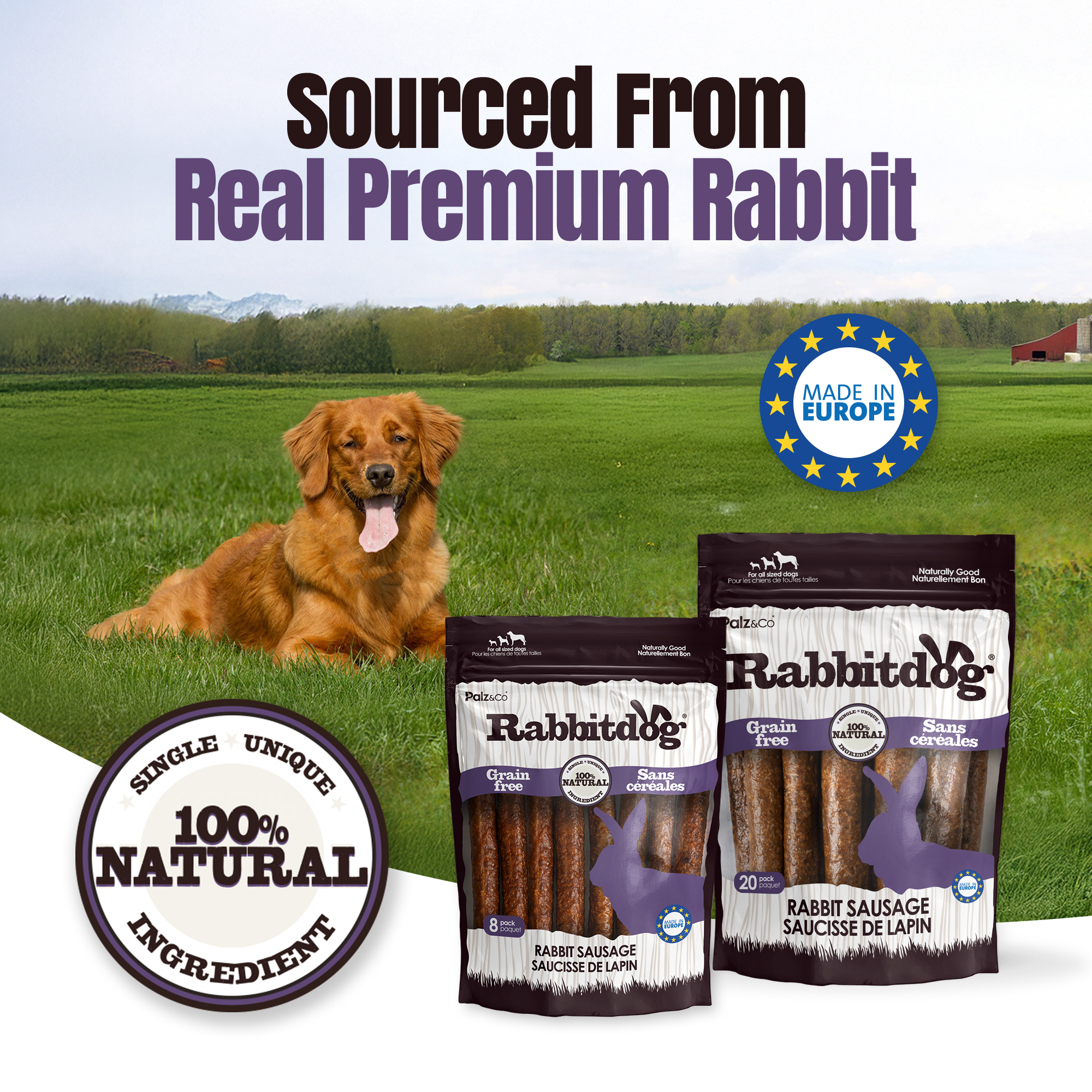 Rabbitdog Rabbit Sausage Dog Treats - Pack of 8 & 20