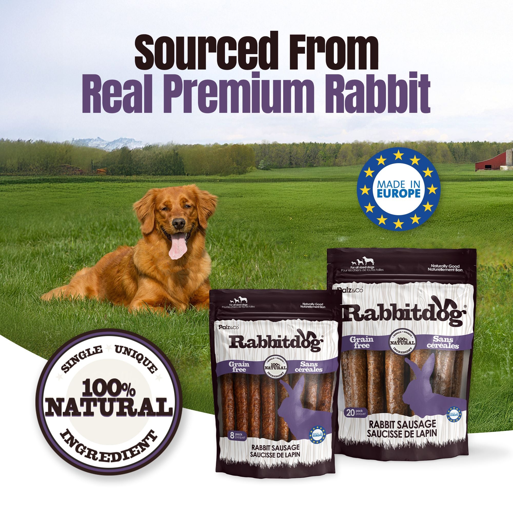 Rabbitdog Rabbit Sausage Dog Treats - Pack of 8 & 20