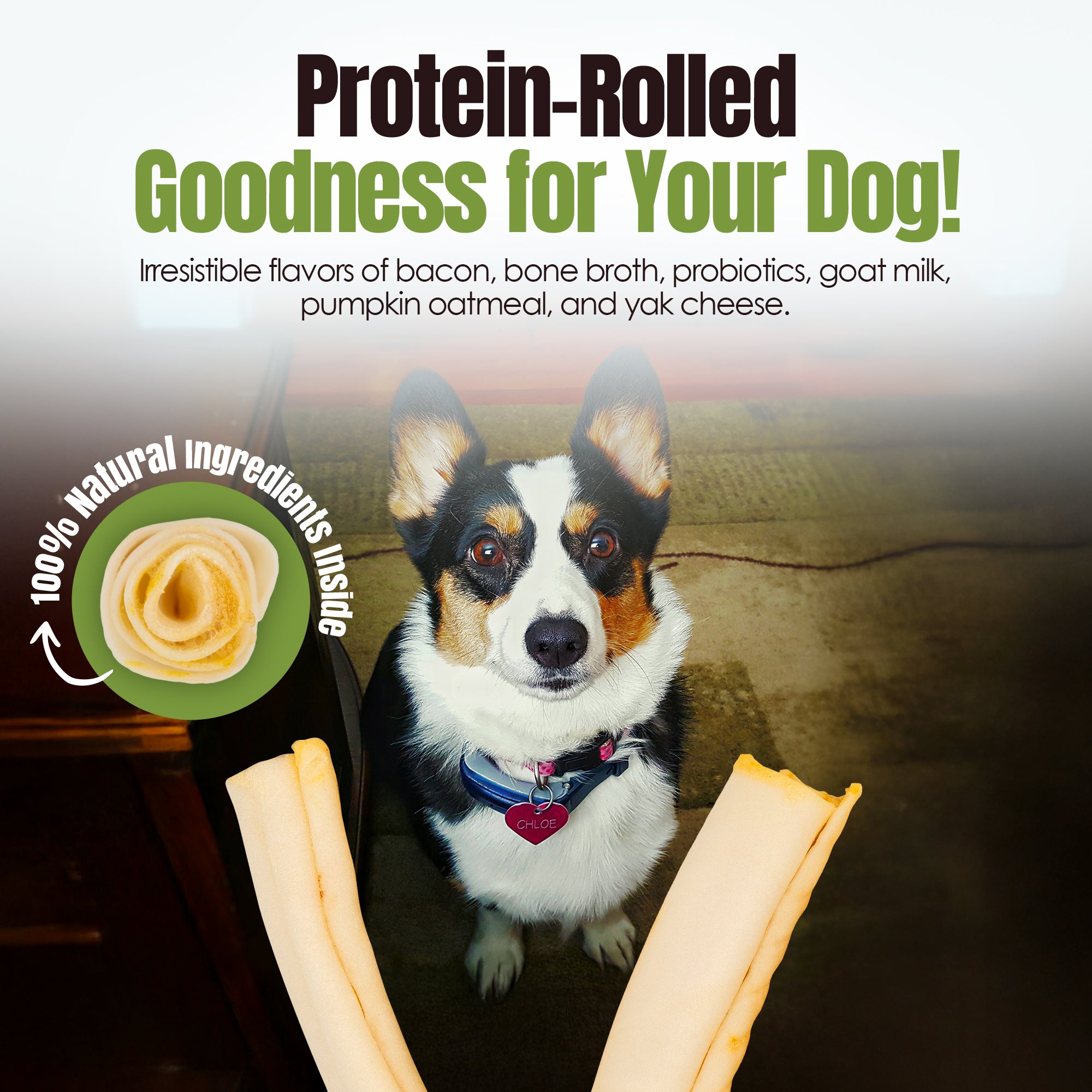 Moodog Beef Corium Collagen Roll Dog Treats