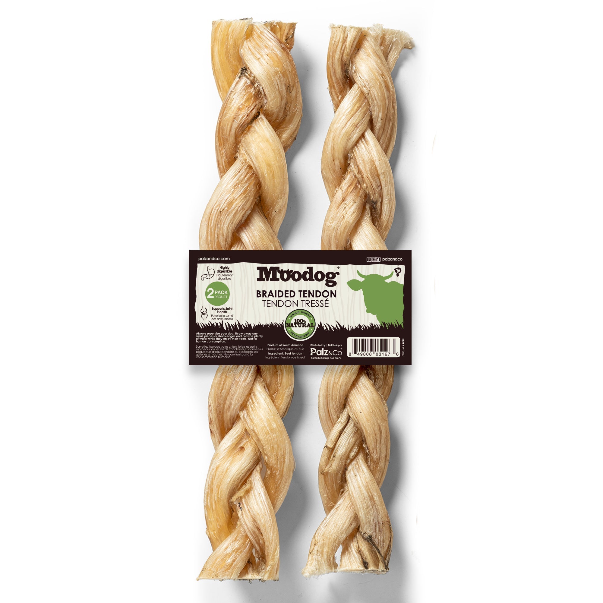 Moodog 8" Braided Beef Tendon - Pack of 2 Secondary image