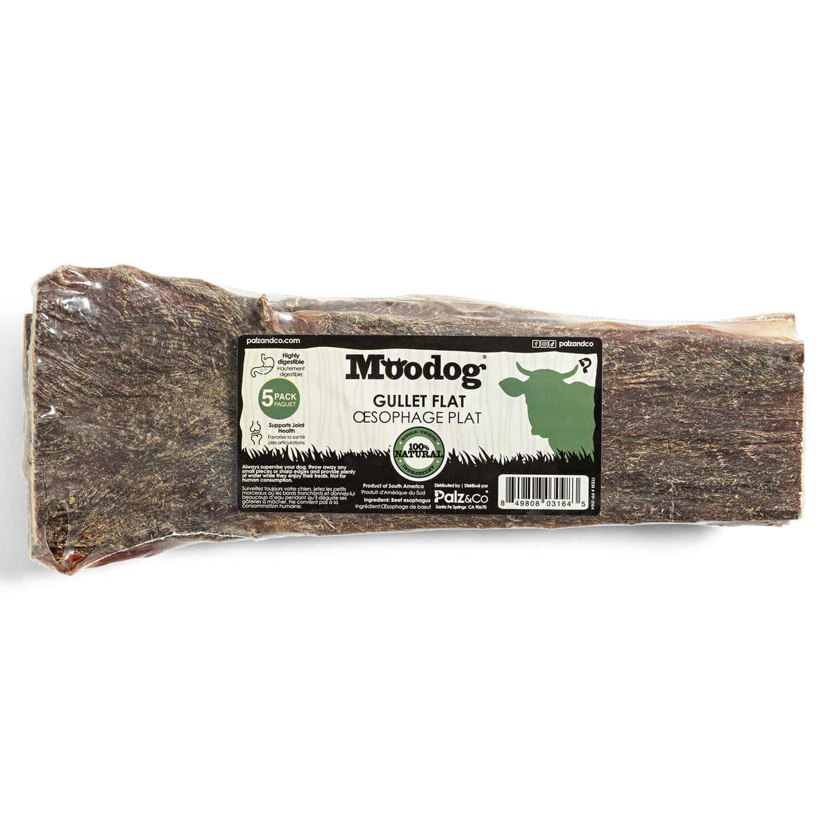 Moodog Beef Gullet Flat 8" 5 Pack