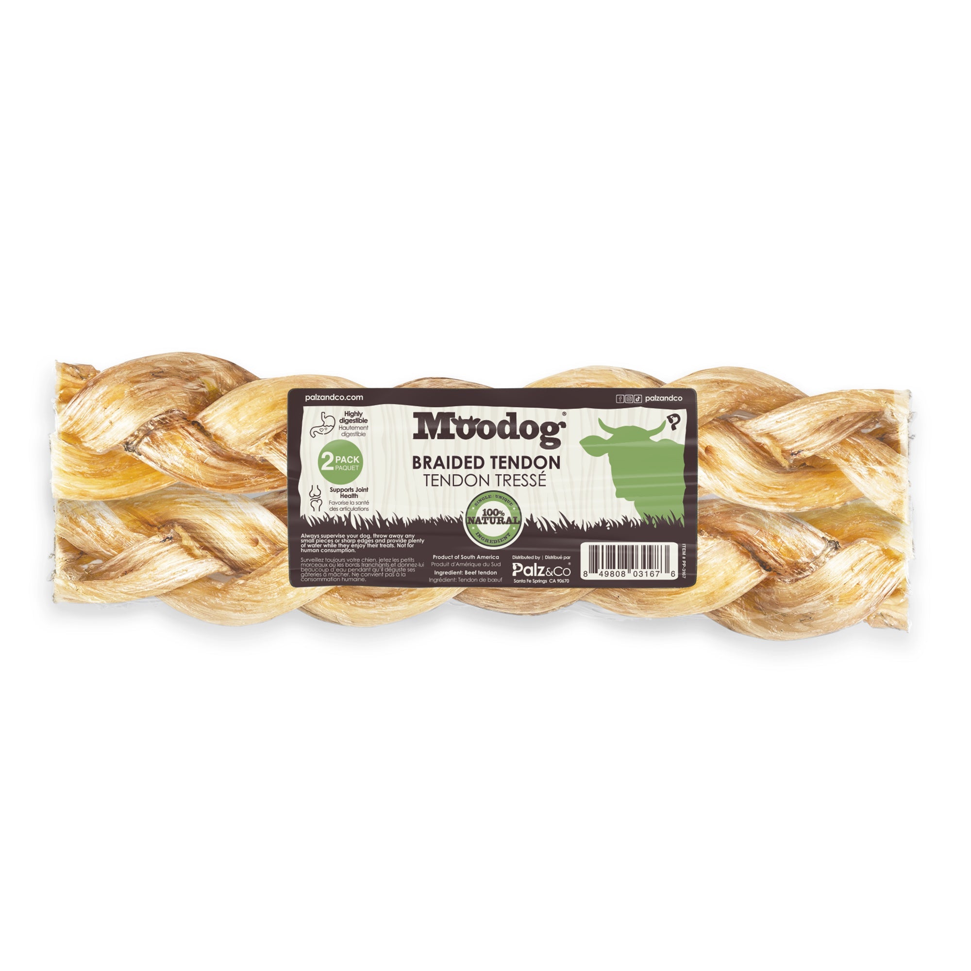 Moodog 8" Braided Beef Tendon - Pack of 2 Main image