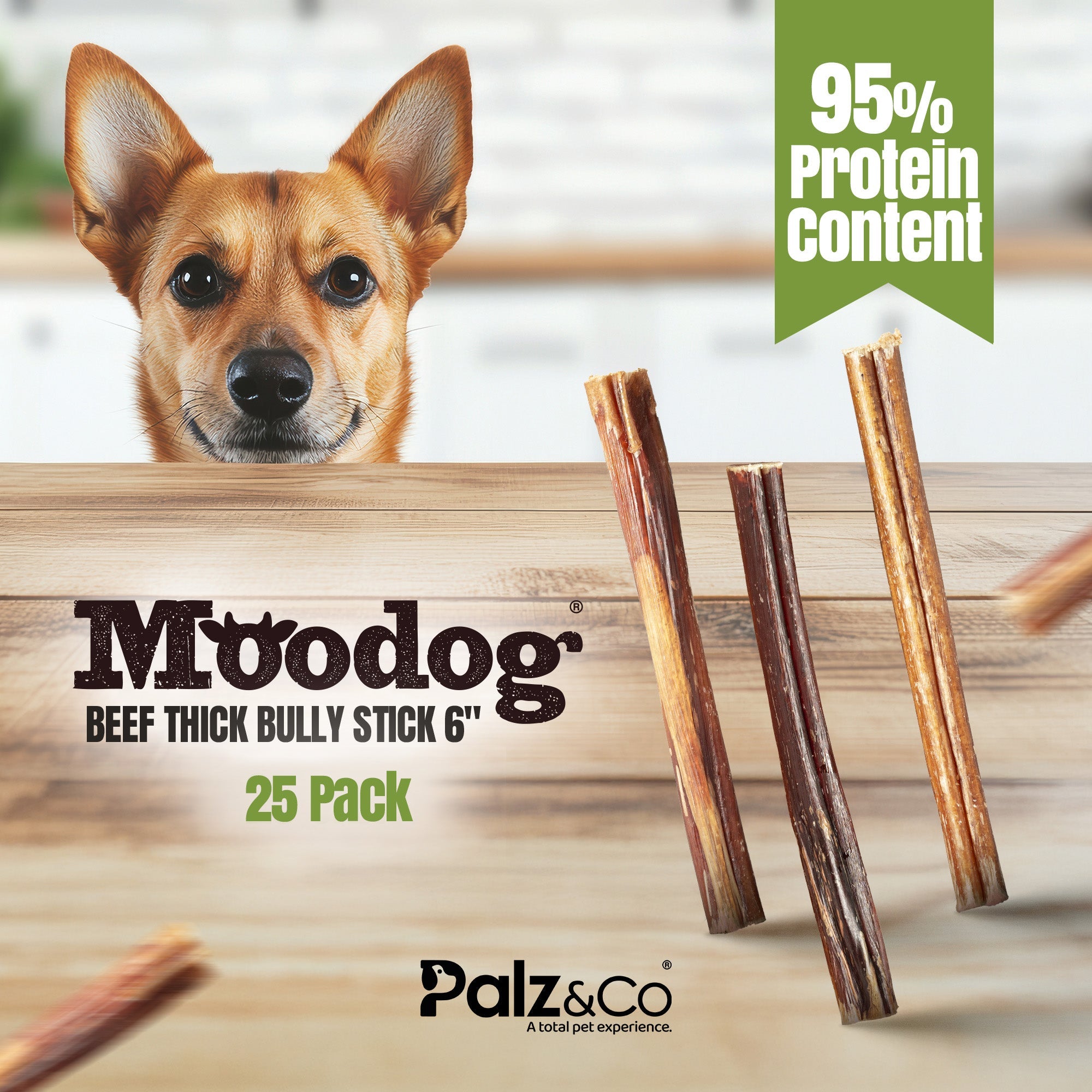 Moodog Beef Thick Bully Sticks 6" & 12" - Pack of 25 Secondary image