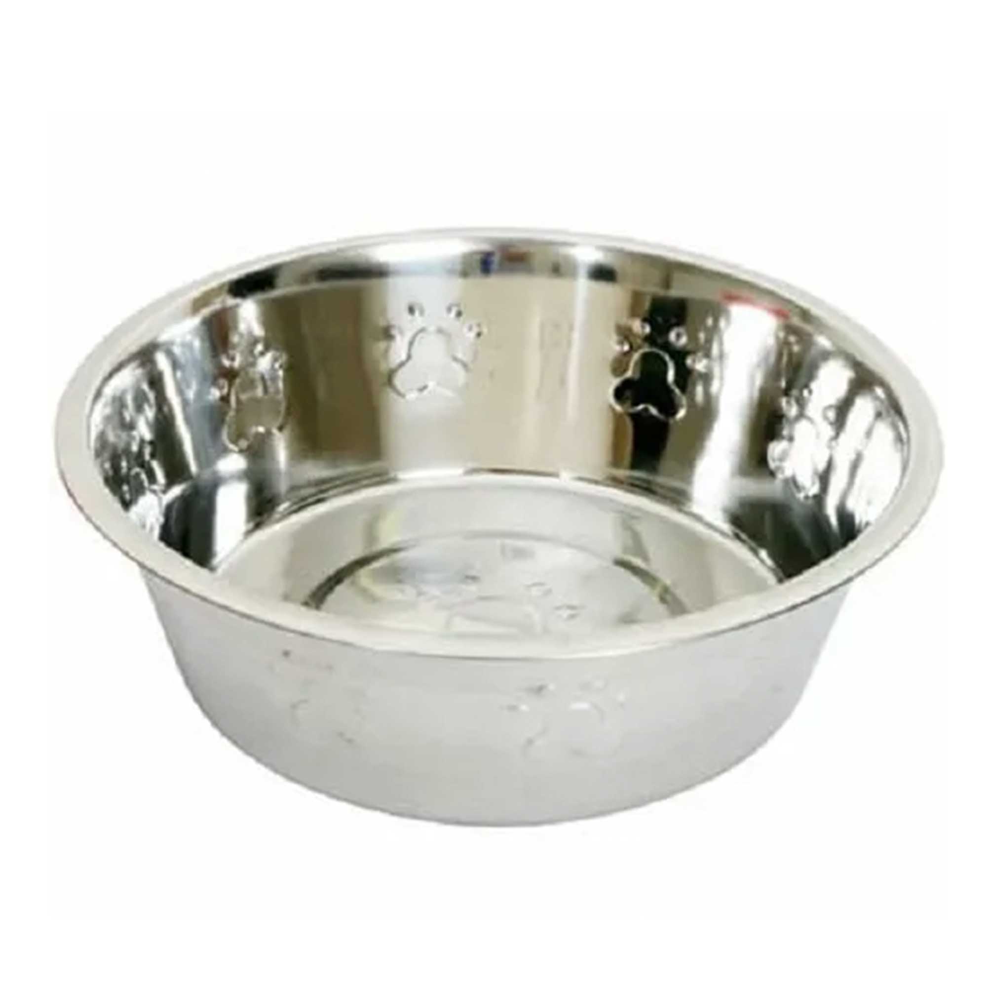 Stainless Steel Dog Bowls, Embossed with Paw & Bone Main image