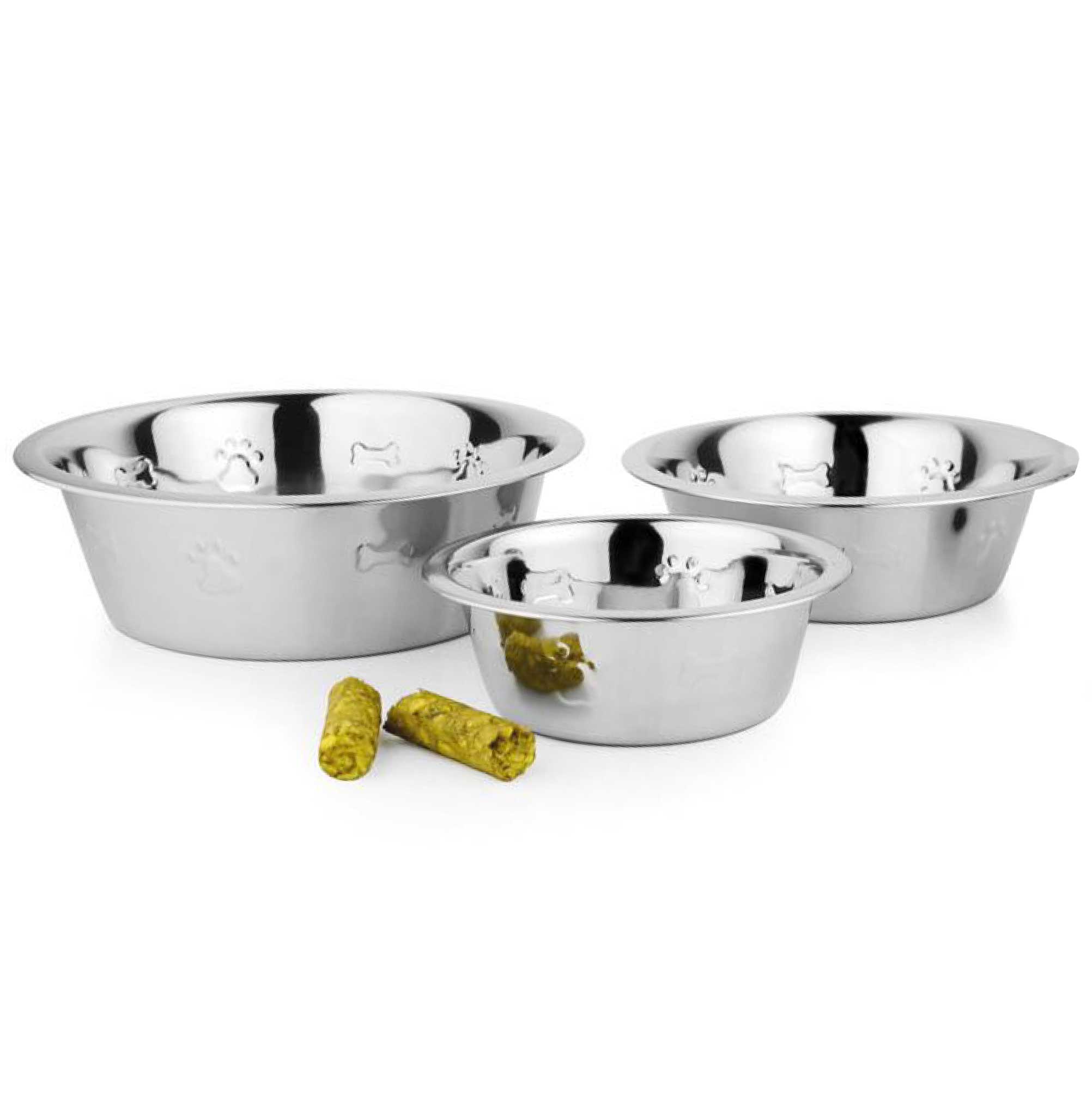 Stainless Steel Dog Bowls, Embossed with Paw & Bone Secondary image