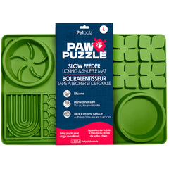 Paw Puzzle Silicone Slow Feeding Mat, Large Green