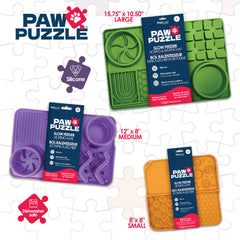 Paw Puzzle Silicone Slow Feeding Mat - Medium Purple