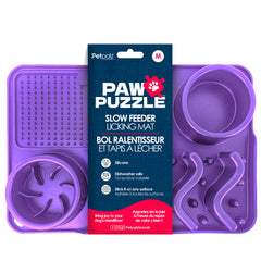 Paw Puzzle Silicone Slow Feeding Mat - Medium Purple