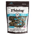 Package of Fishdog Cod Skin Bites for dogs on a white background
