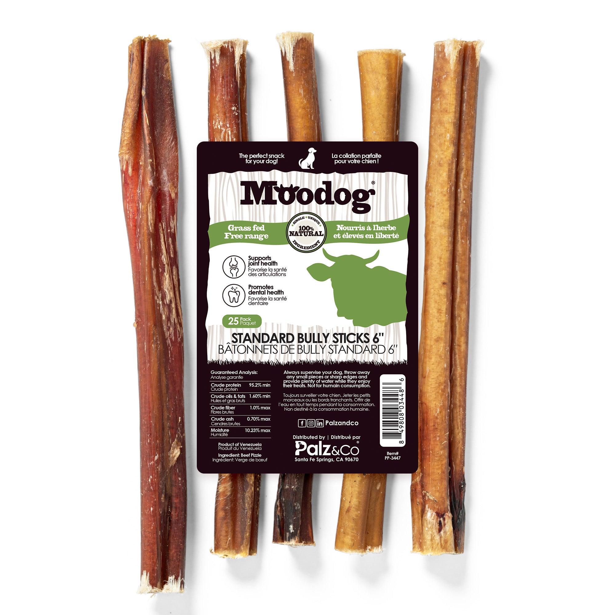 Moodog Beef Standard Bully Sticks 6" & 12" - Pack of 25