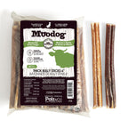 Moodog thick bully sticks packaging with two sticks on a white background