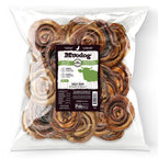 Package of Mvogdog Bully Buns with a clear front showing the treats.