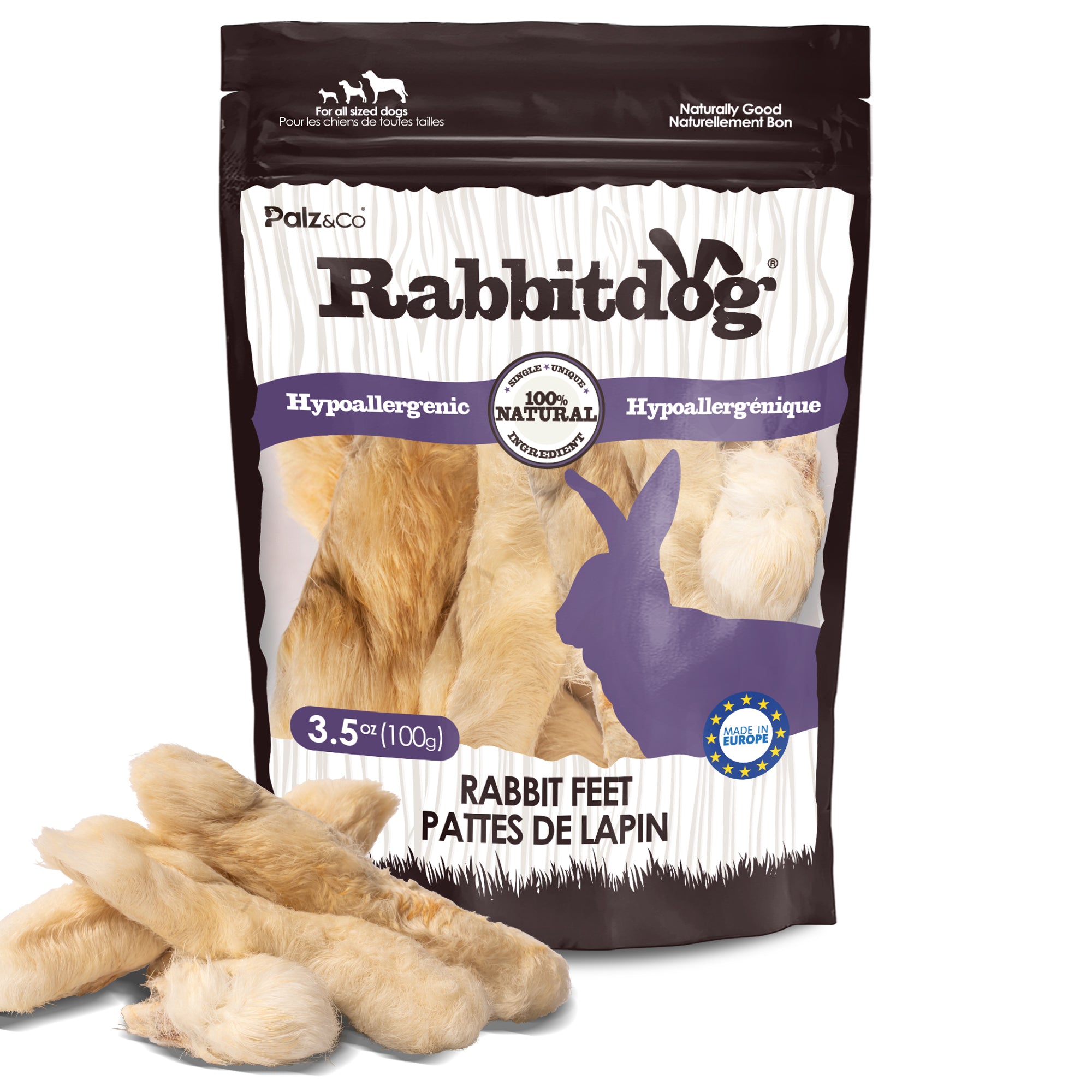 Rabbitdog Rabbit Feet with Fur - 3.5 oz (100g) Main image