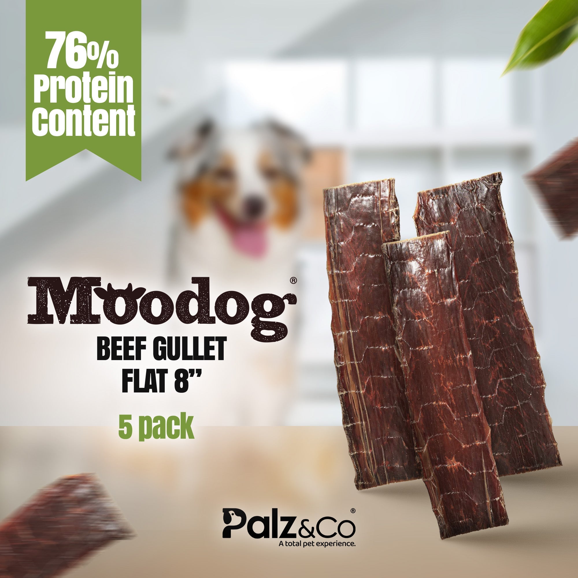 Moodog Flat Beef Gullet 8" - Pack of 5 Secondary image