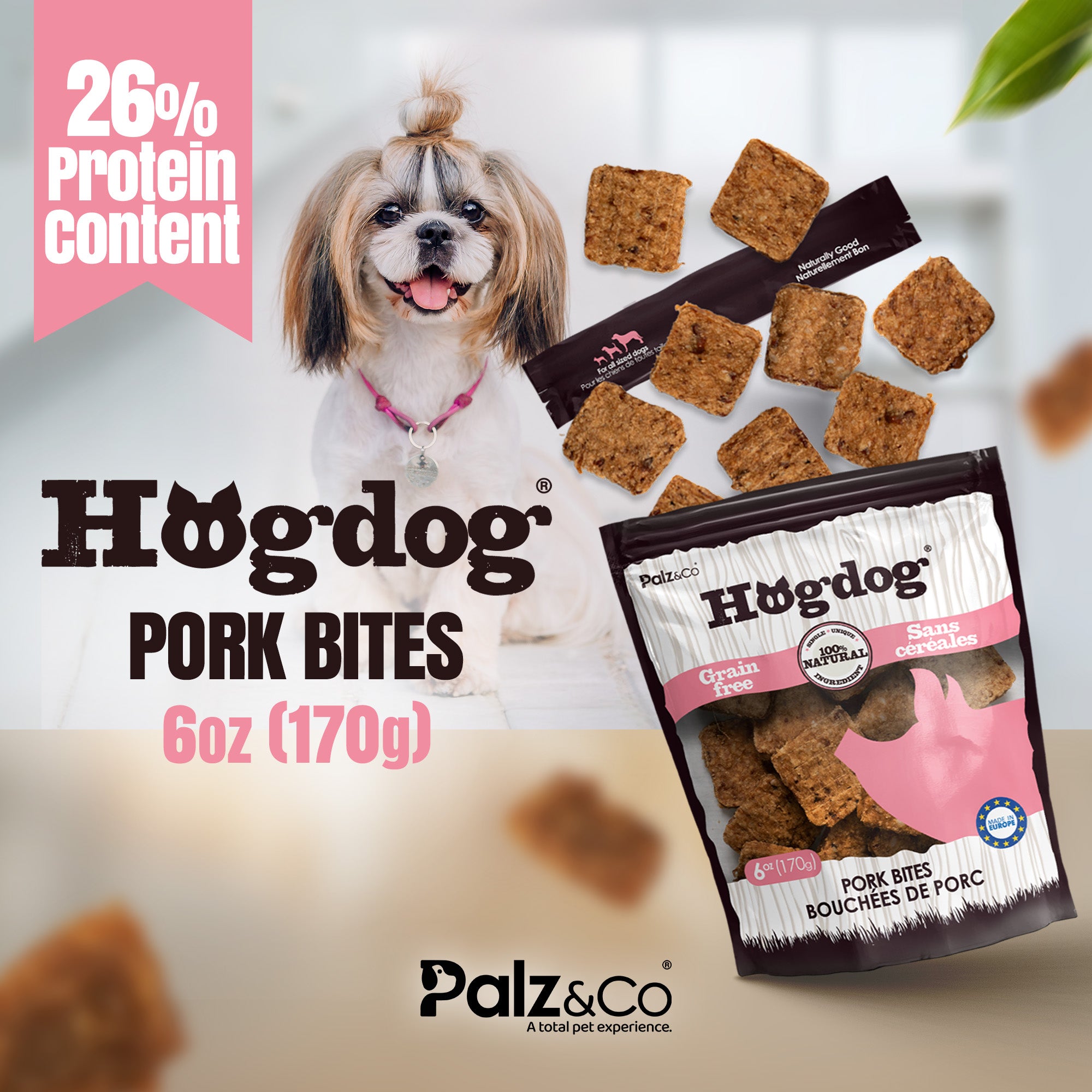 Hogdog Pork Bites Dog Treats - 6 oz Secondary image