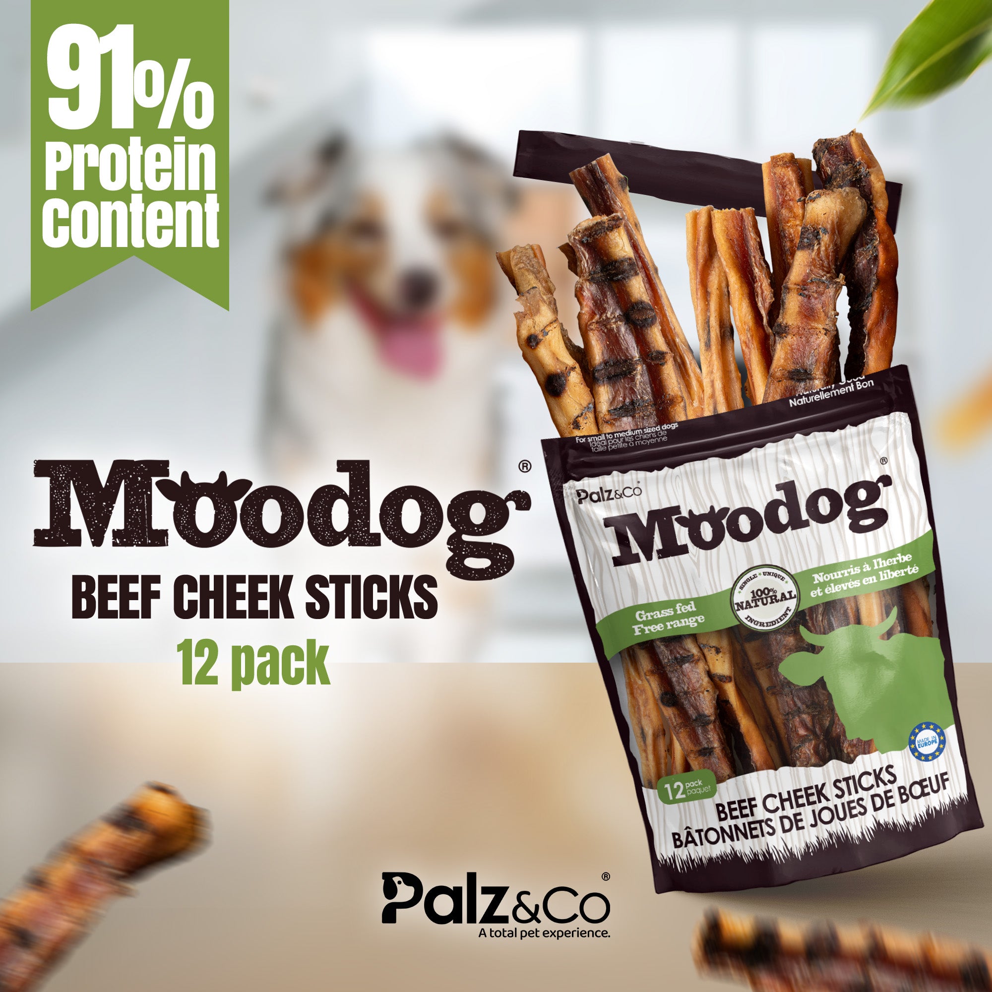 Moodog Beef Cheek Sticks - Pack of 12 Secondary image