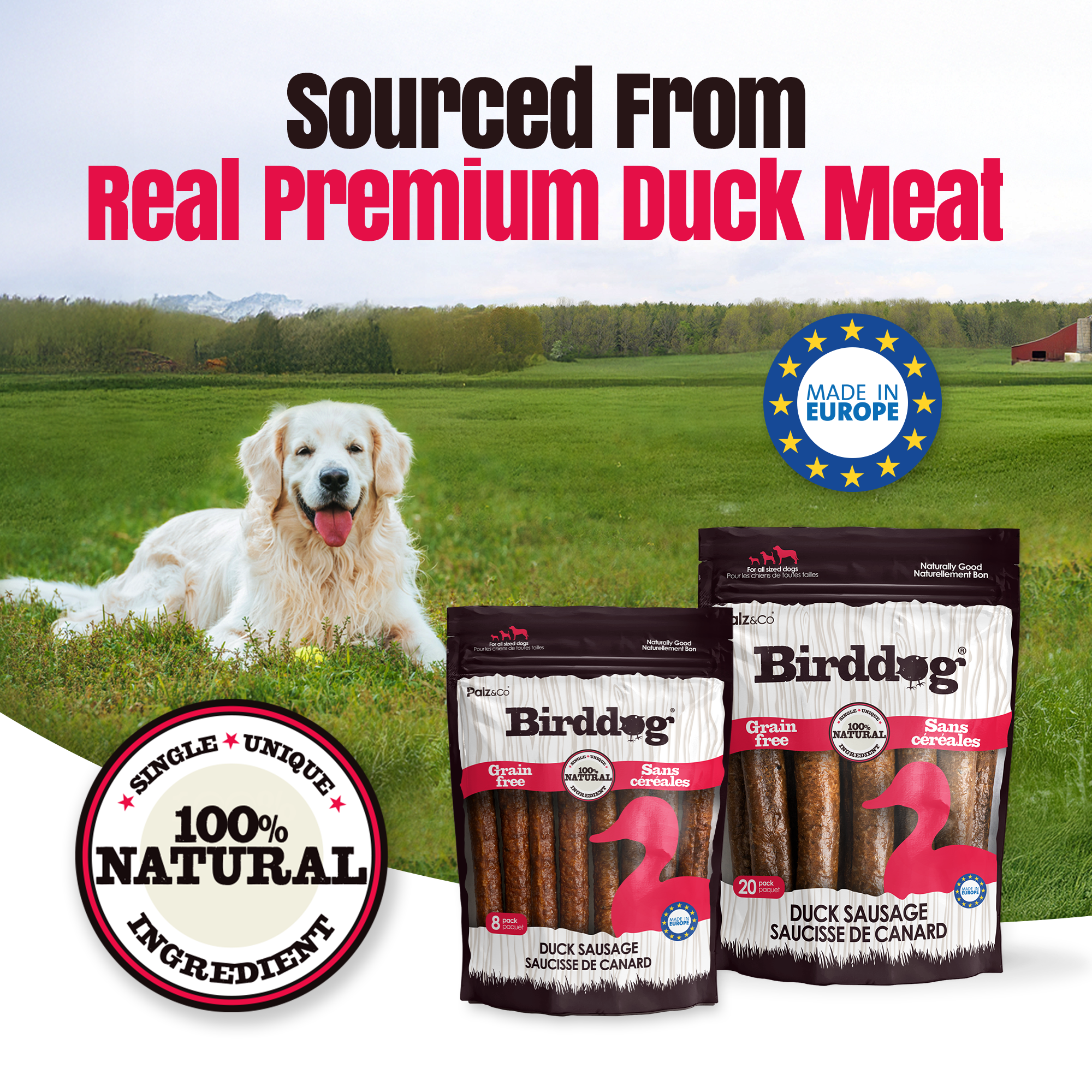 Birddog Duck Sausage Dog Treats - Pack of 8 & 20 Secondary image