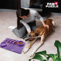 Paw Puzzle Silicone Slow Feeding Mat - Medium Purple