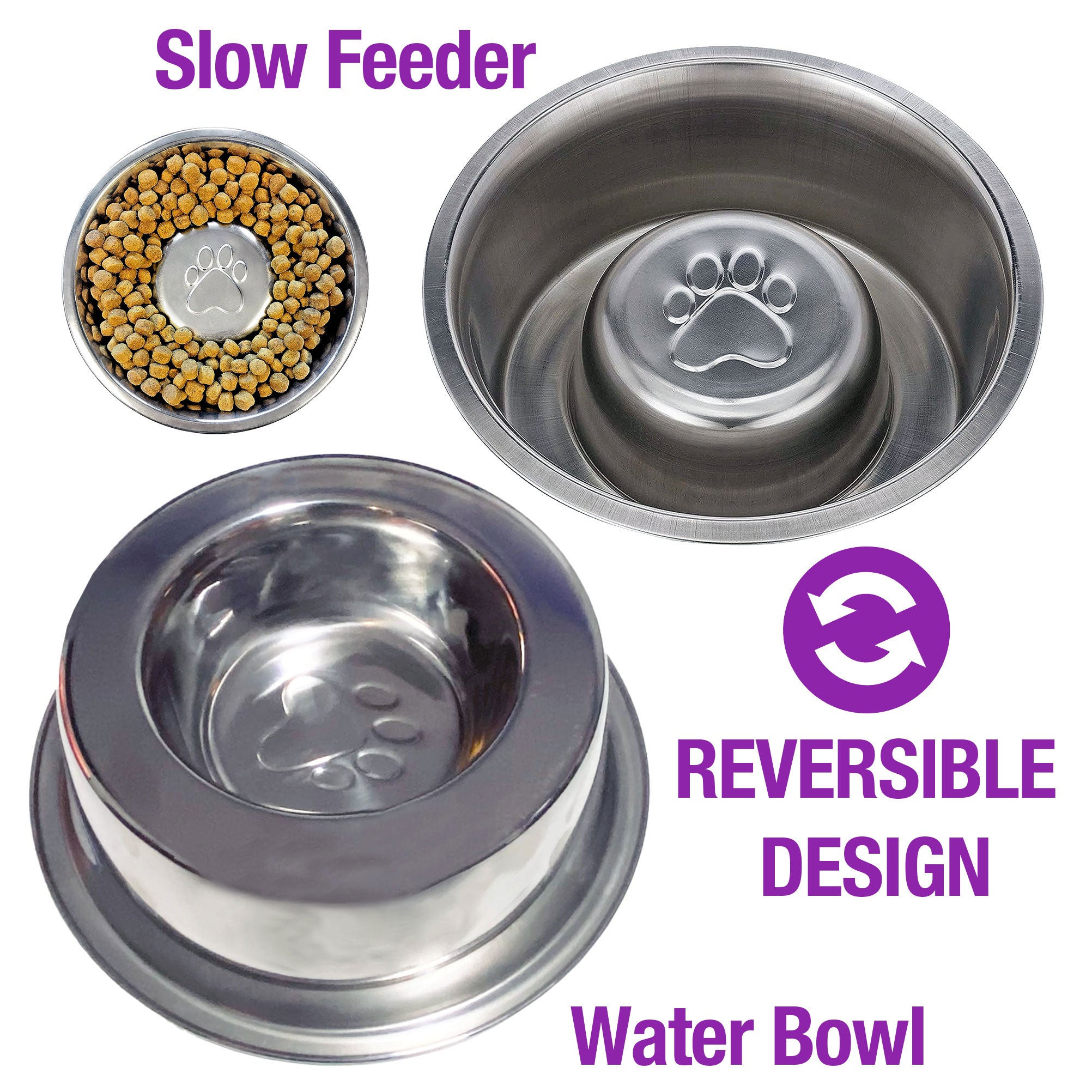 Slow Feed Reversible Stainless Steel Bowls Secondary image