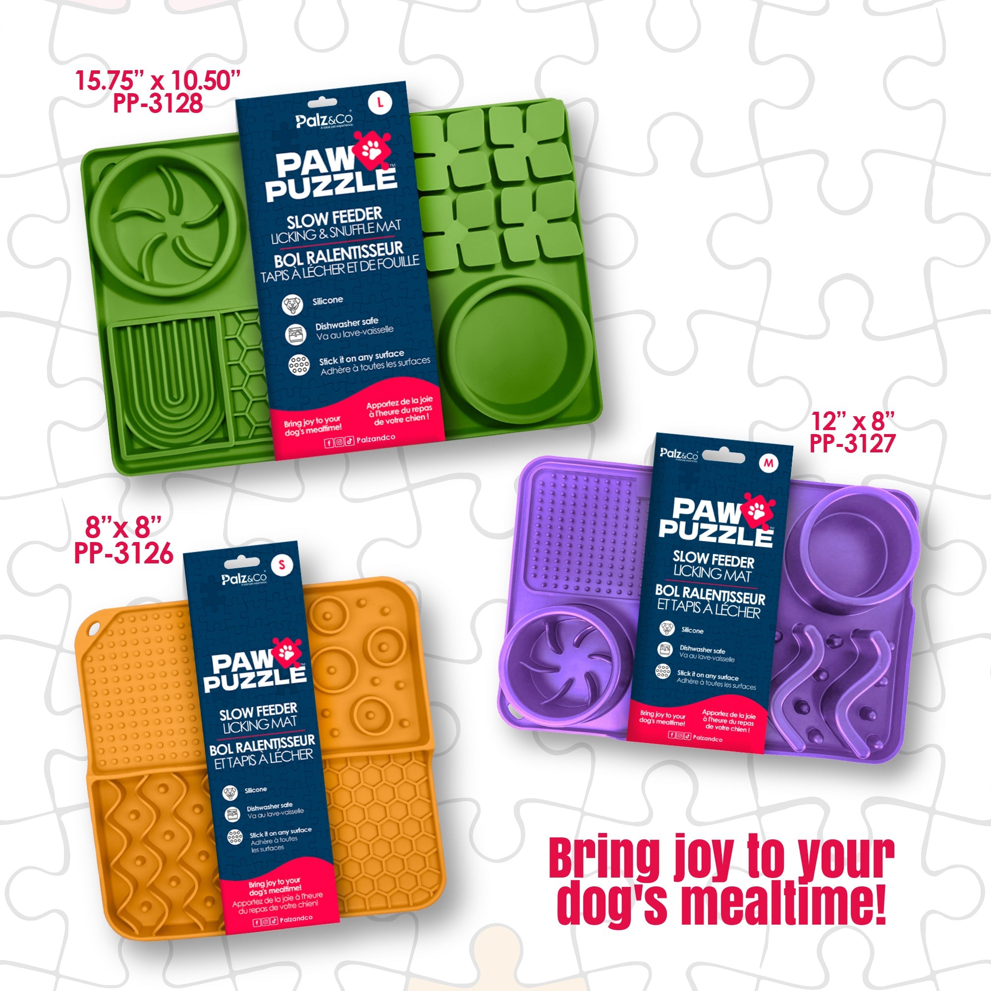 Paw Puzzle Silicone Slow Feeding Mat - Large Green