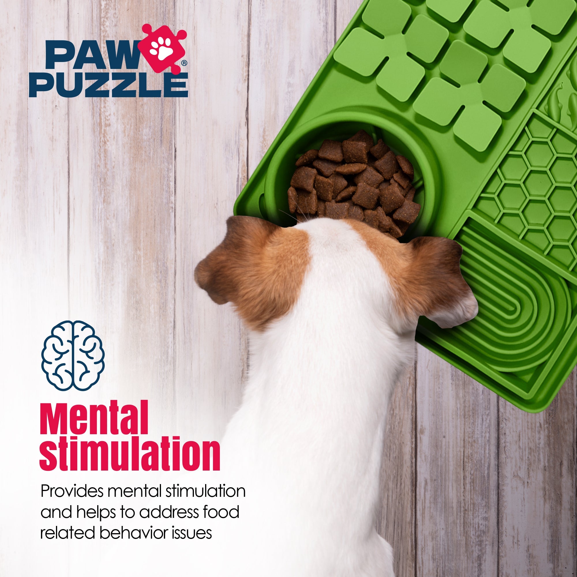 Paw Puzzle Silicone Slow Feeding Mat - Large Green Secondary image