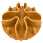 Brown silicone mold shaped like a pumpkin on a white background