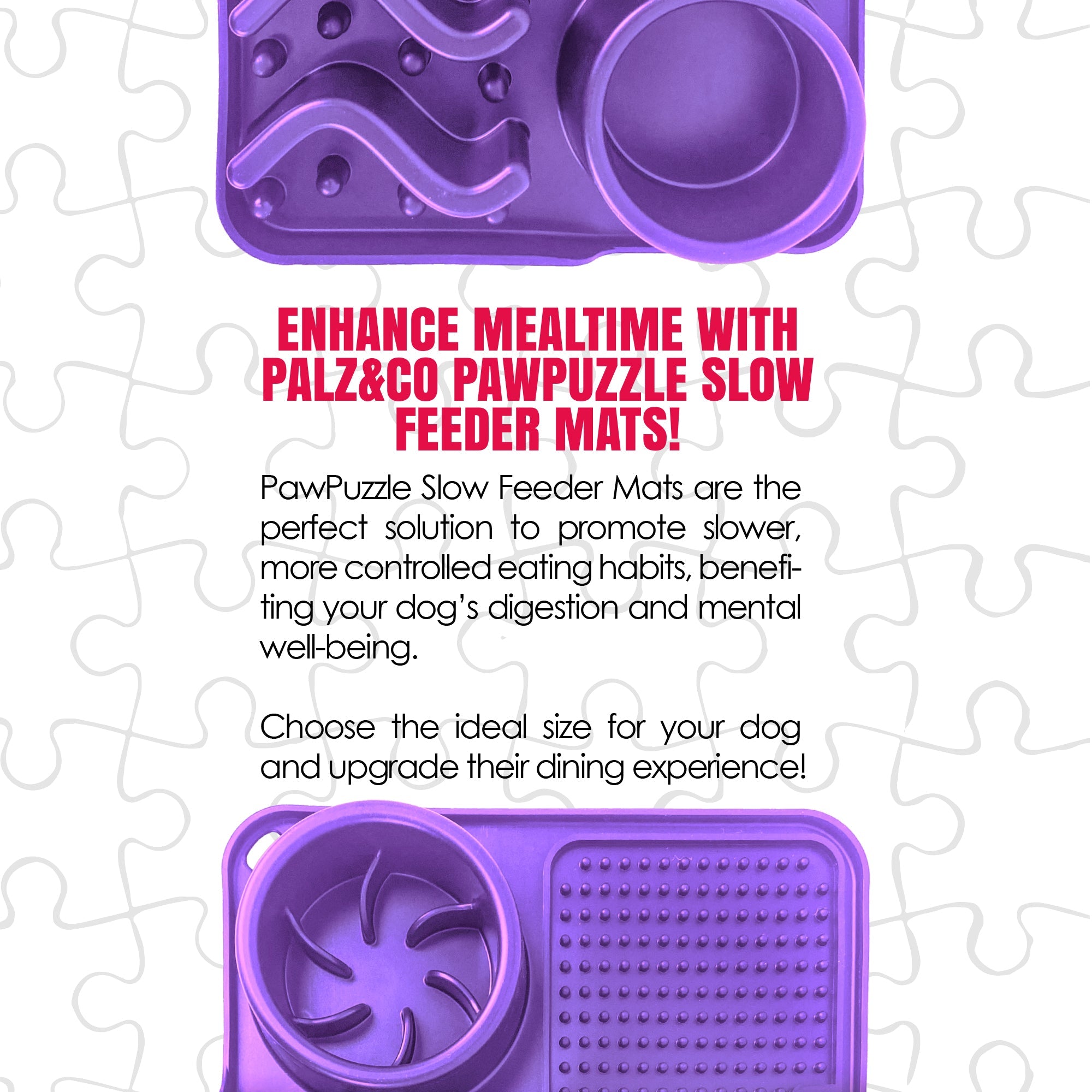 Paw Puzzle Silicone 2-in-1 Slow Feeder & Lick Mat - 3 Sizes & Colors